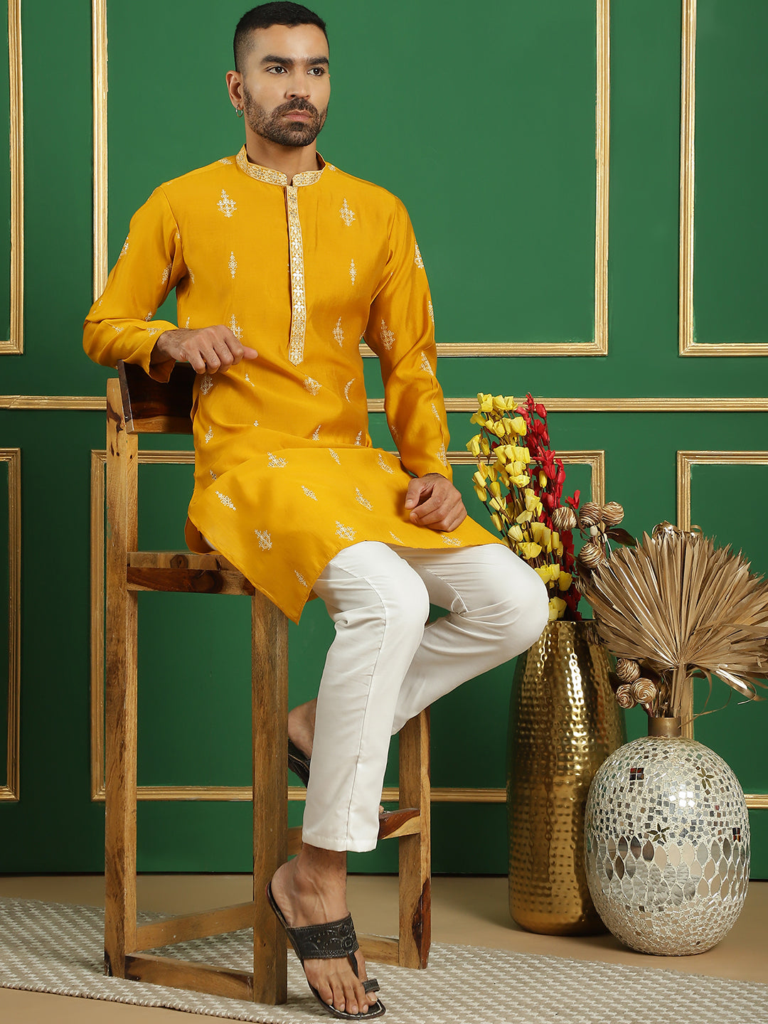 Men's Foil Printed Kurta with Pyjama - Taantav