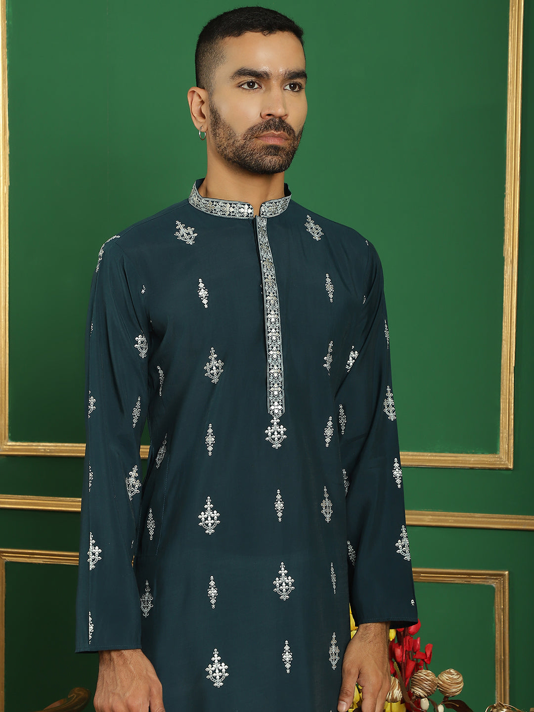 Men's Foil Printed Kurta with Pyjama - Taantav