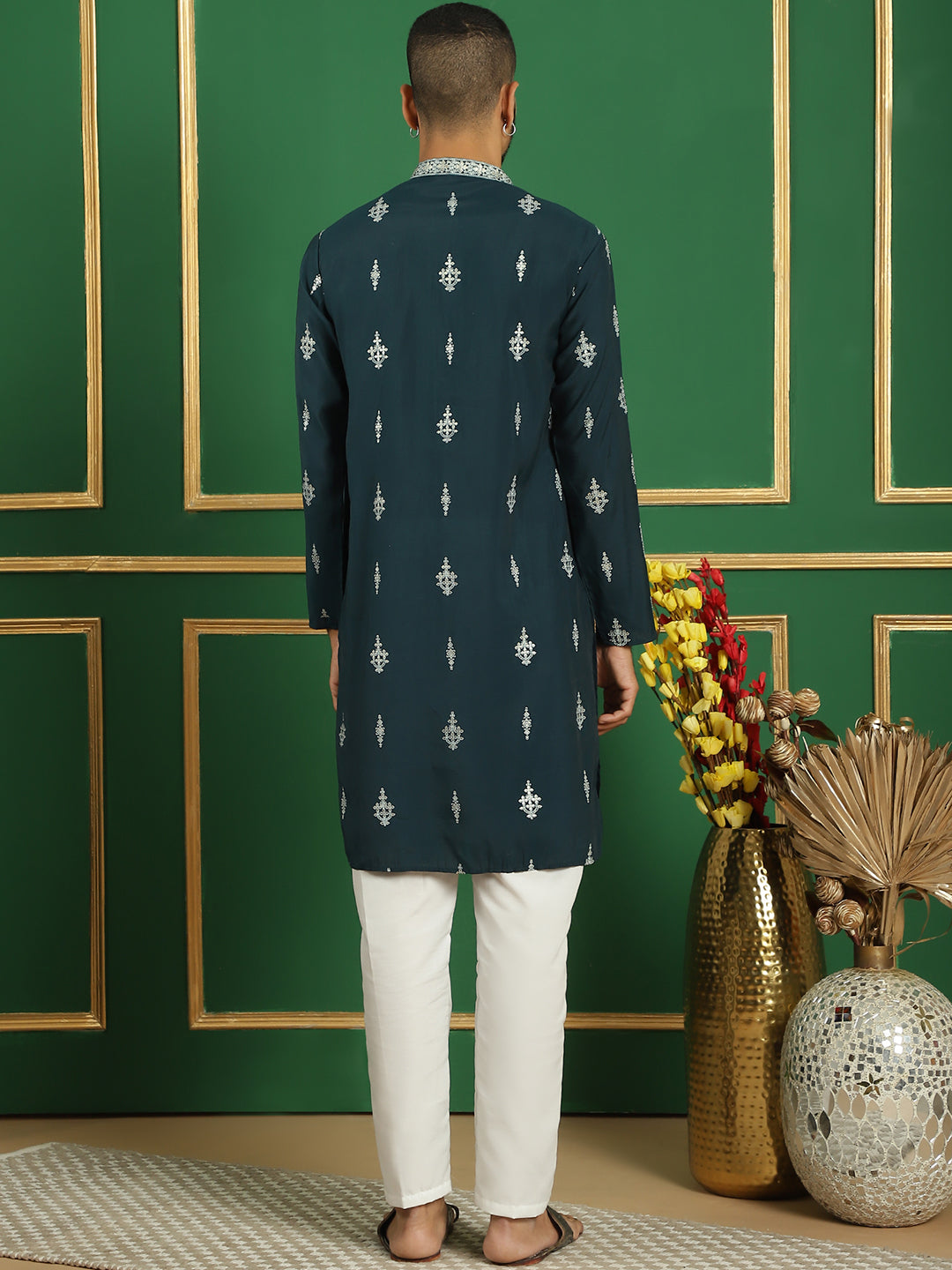 Men's Foil Printed Kurta with Pyjama - Taantav