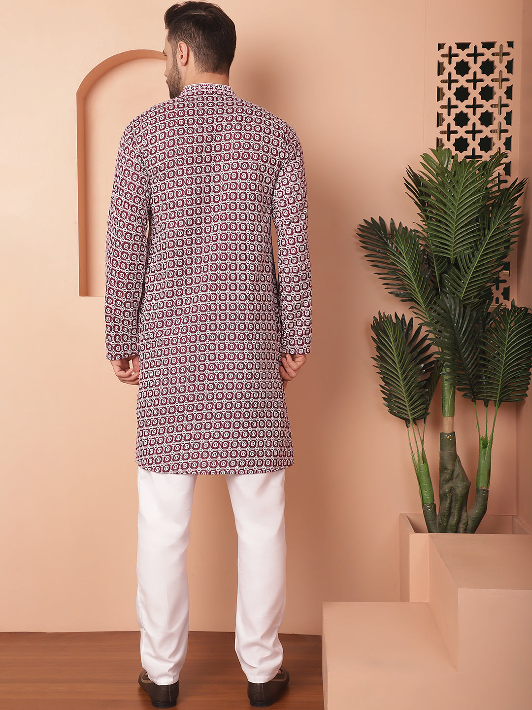 Men's Chikankari Pure Cotton Kurta with Pyjama - Taantav