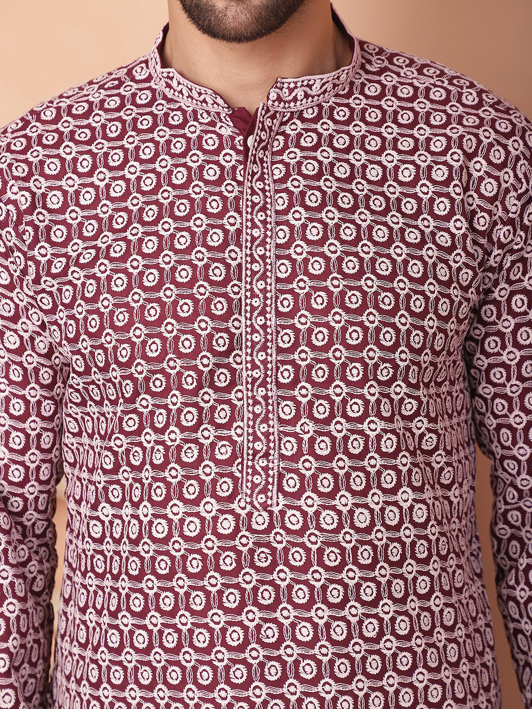 Men's Chikankari Pure Cotton Kurta with Pyjama - Taantav