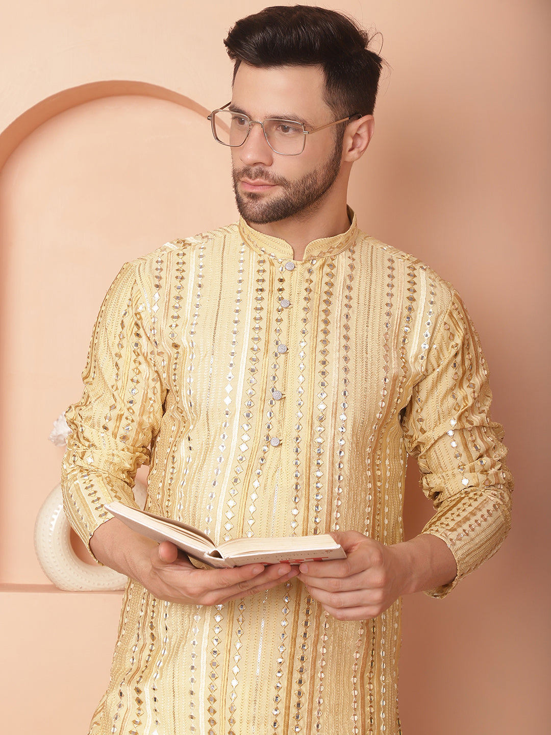 Men's Mirror Work Kurta Pyjama Sets - Taantav