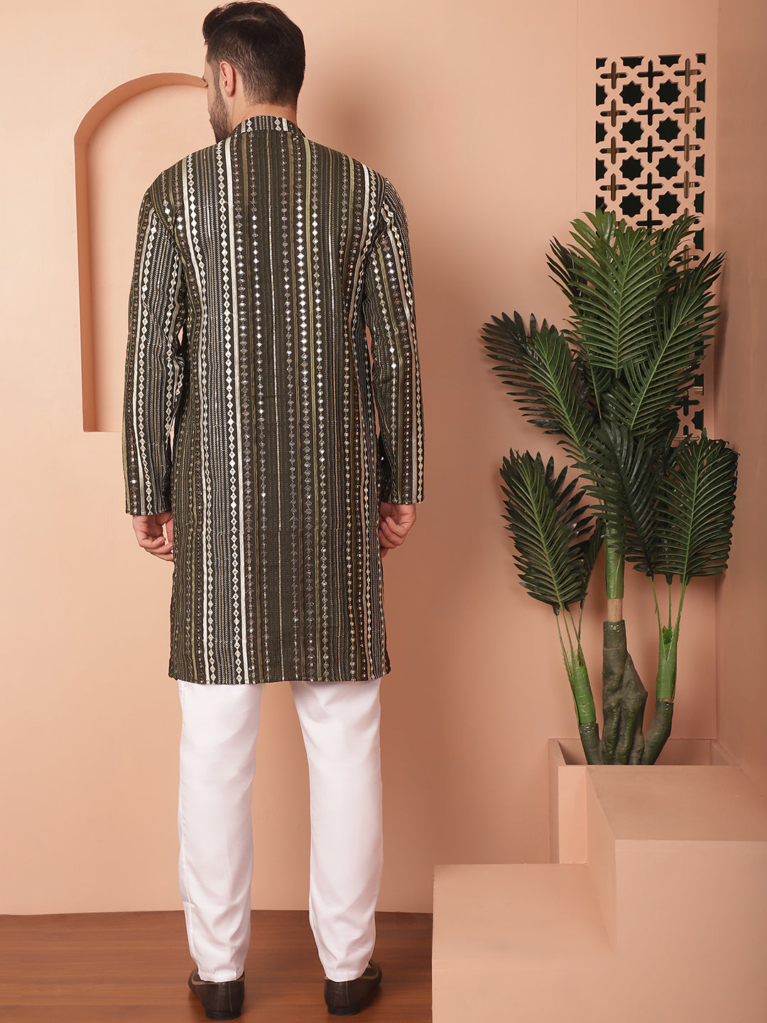 Men's Mirror Work Kurta Pyjama Sets - Taantav