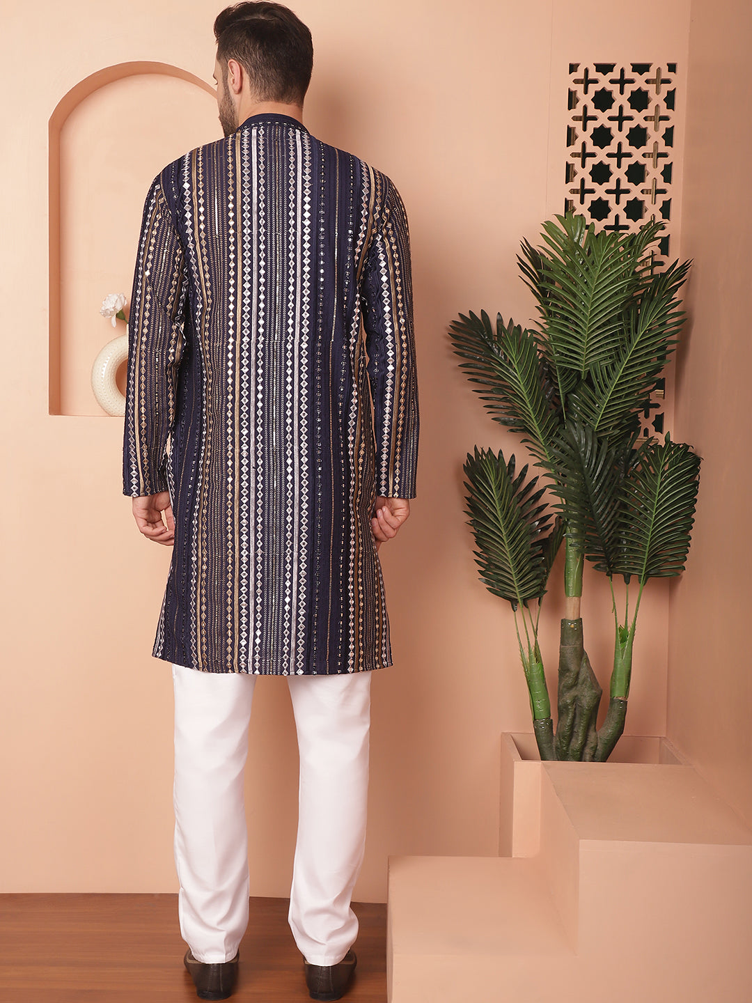 Men's Mirror Work Kurta Pyjama Sets - Taantav