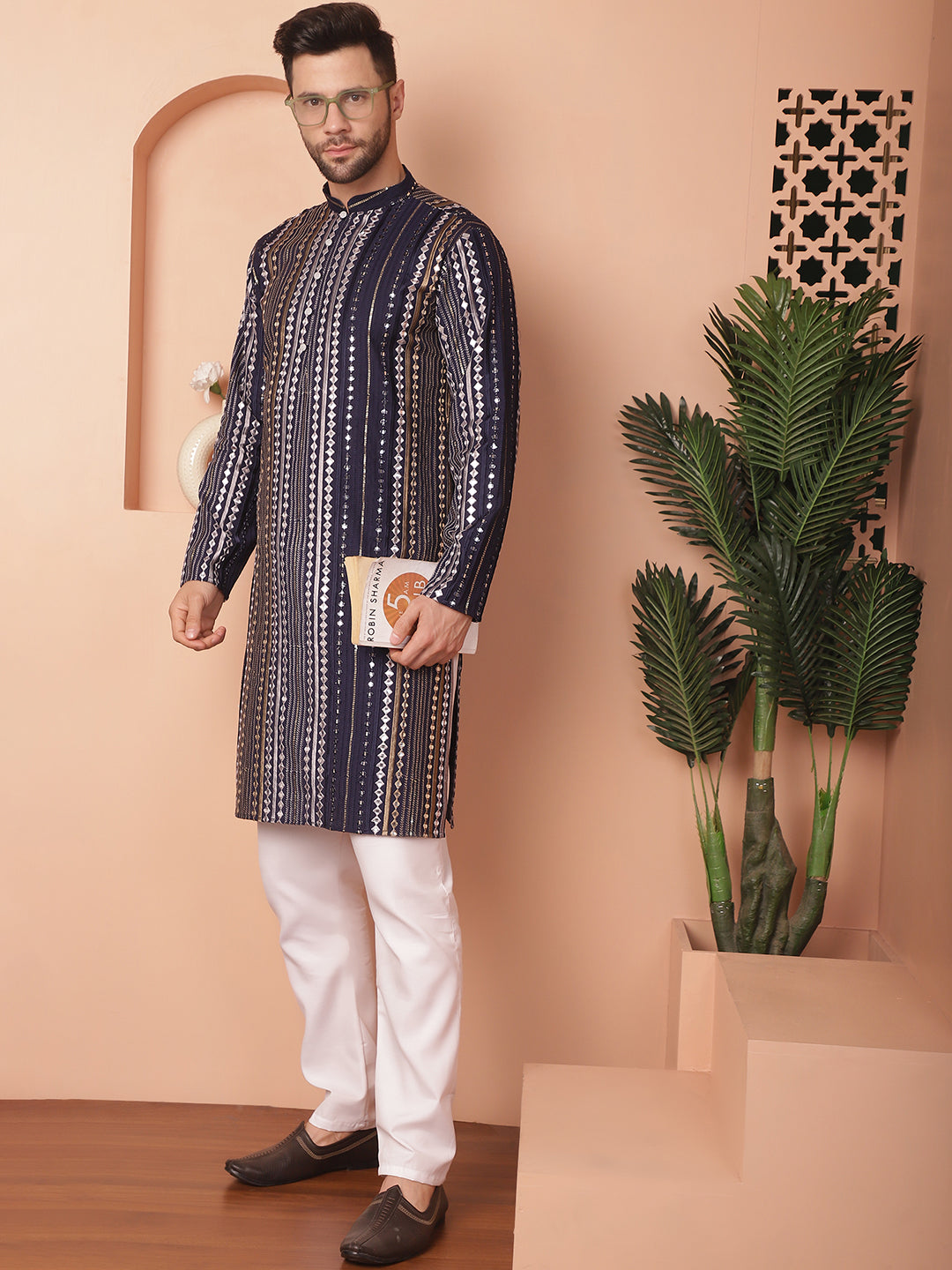 Men's Mirror Work Kurta Pyjama Sets - Taantav