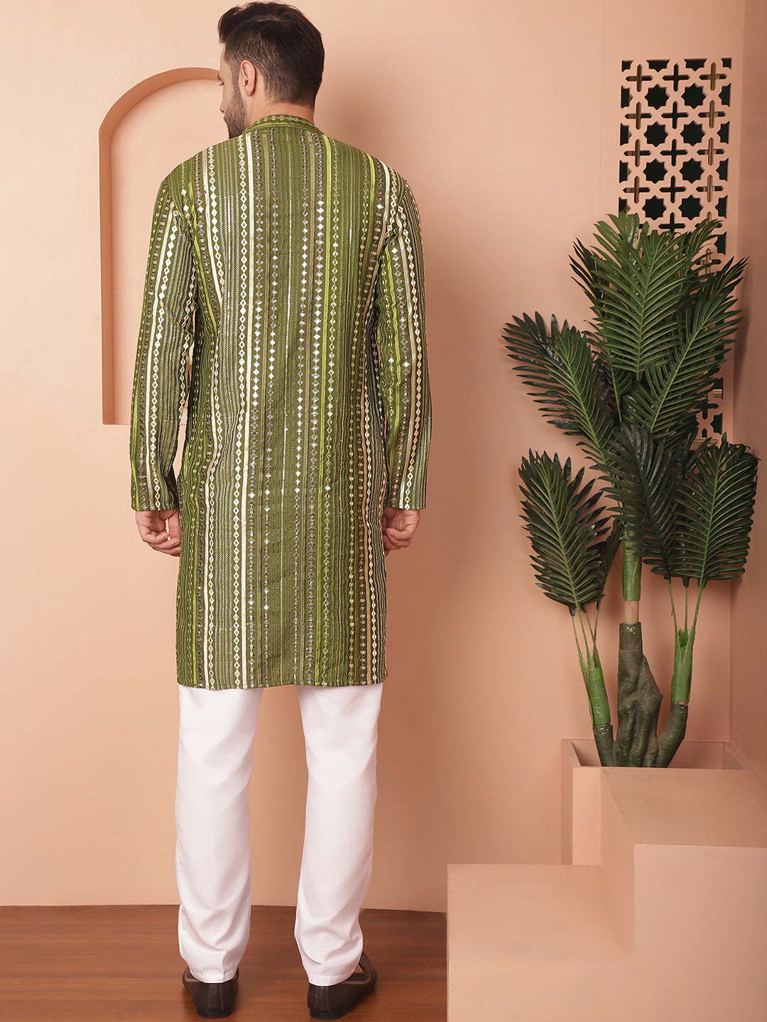 Men's Mirror Work Kurta Pyjama Sets - Taantav