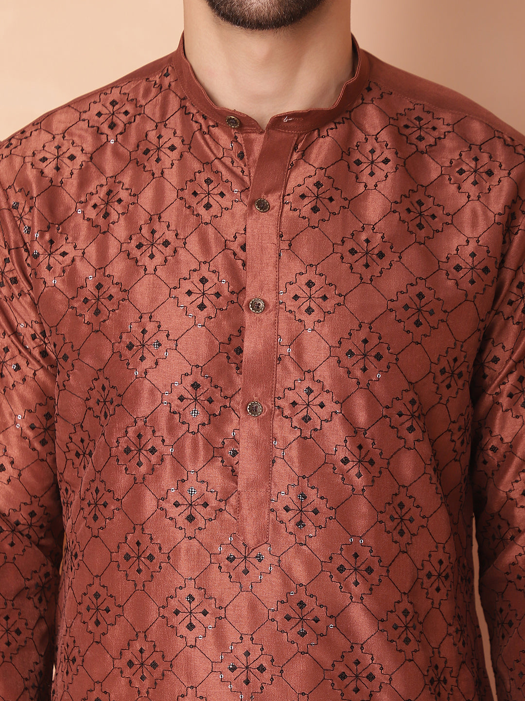 Men's Chikankari and Sequence Kurta with Pyjama - Taantav