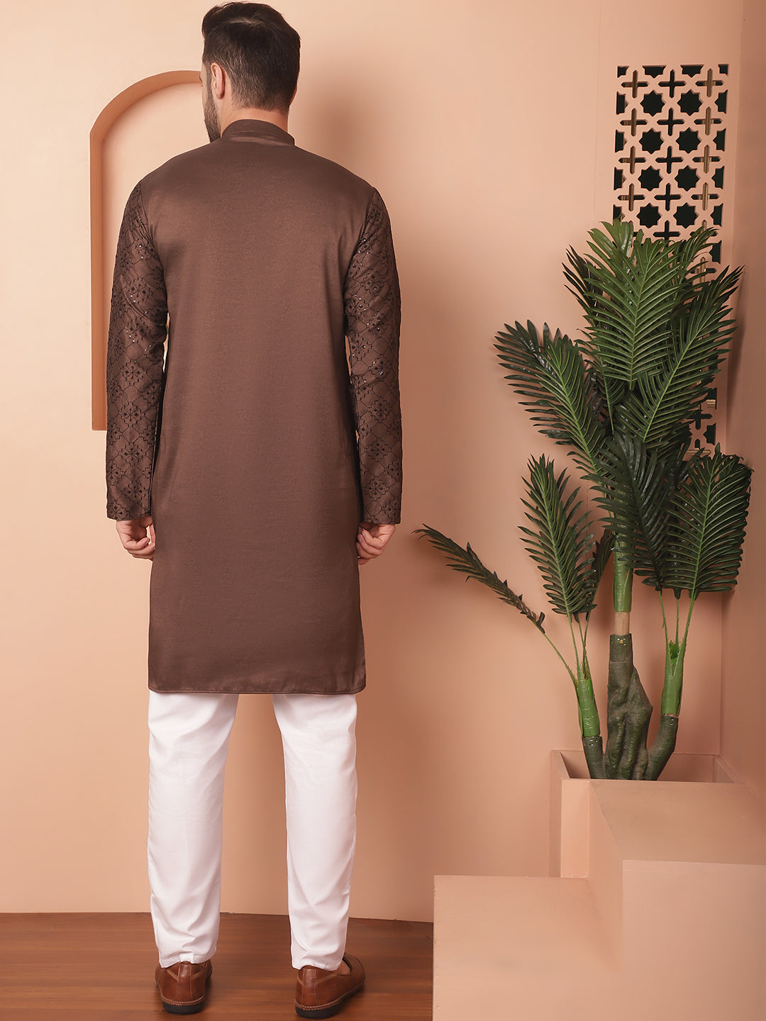 Men's Chikankari and Sequence Kurta with Pyjama - Taantav