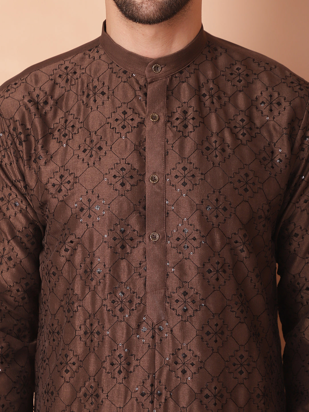 Men's Chikankari and Sequence Kurta with Pyjama - Taantav