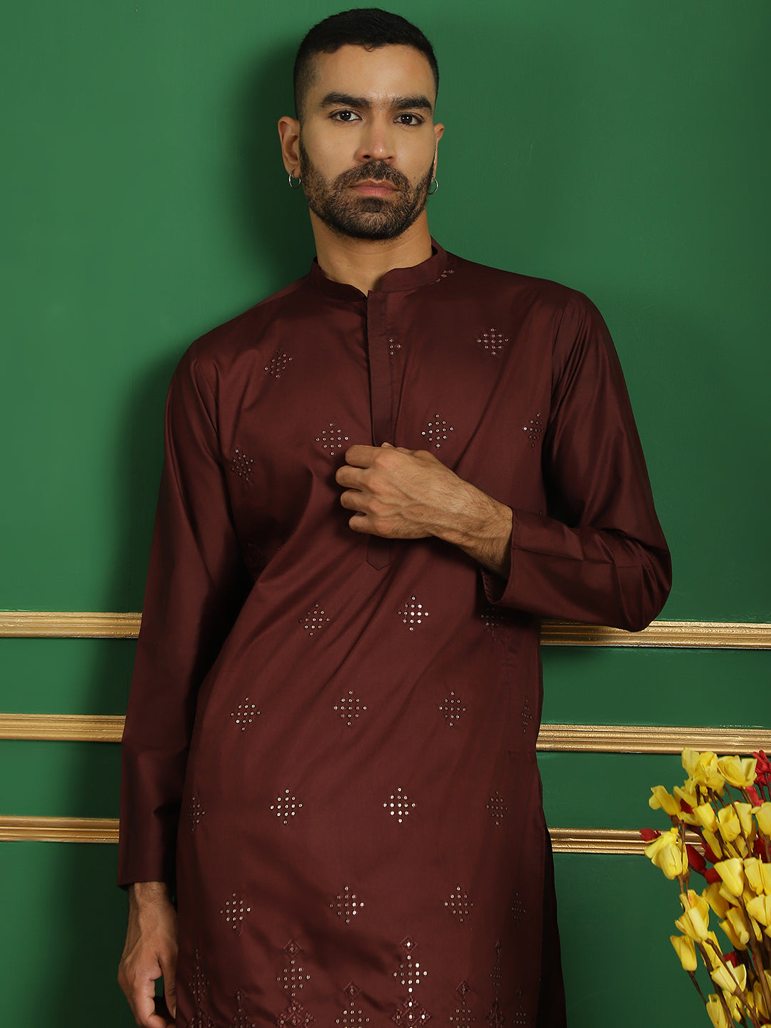 Men's Embroidered Kurta with Pyjama - Taantav