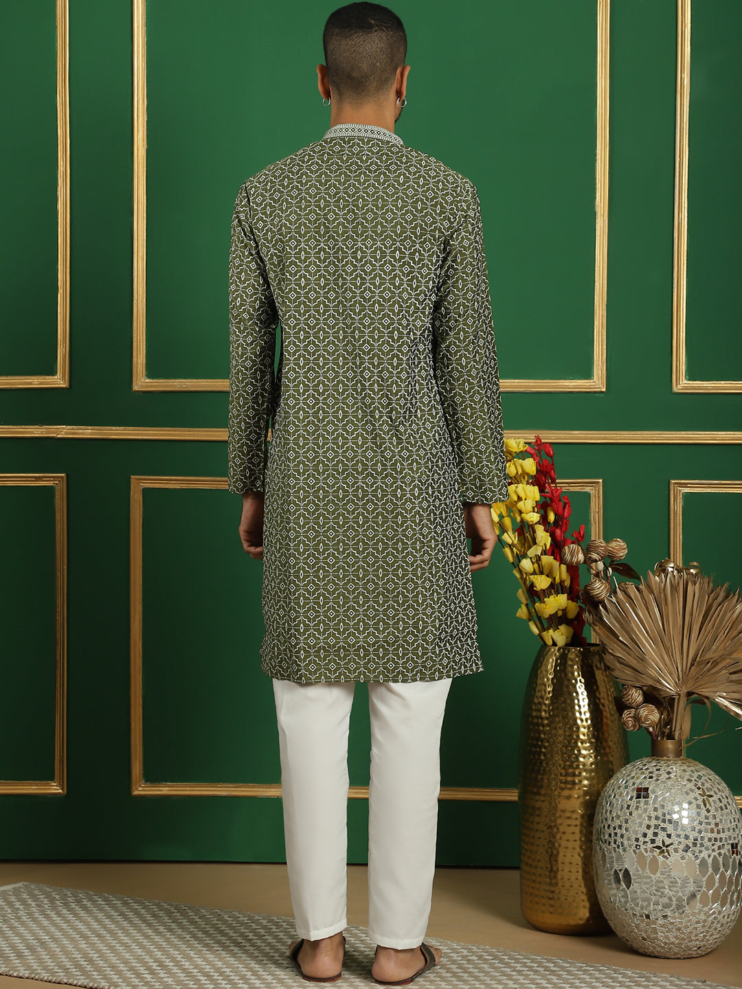 Men's Geometric Printed Kurta with Pyjama - Taantav