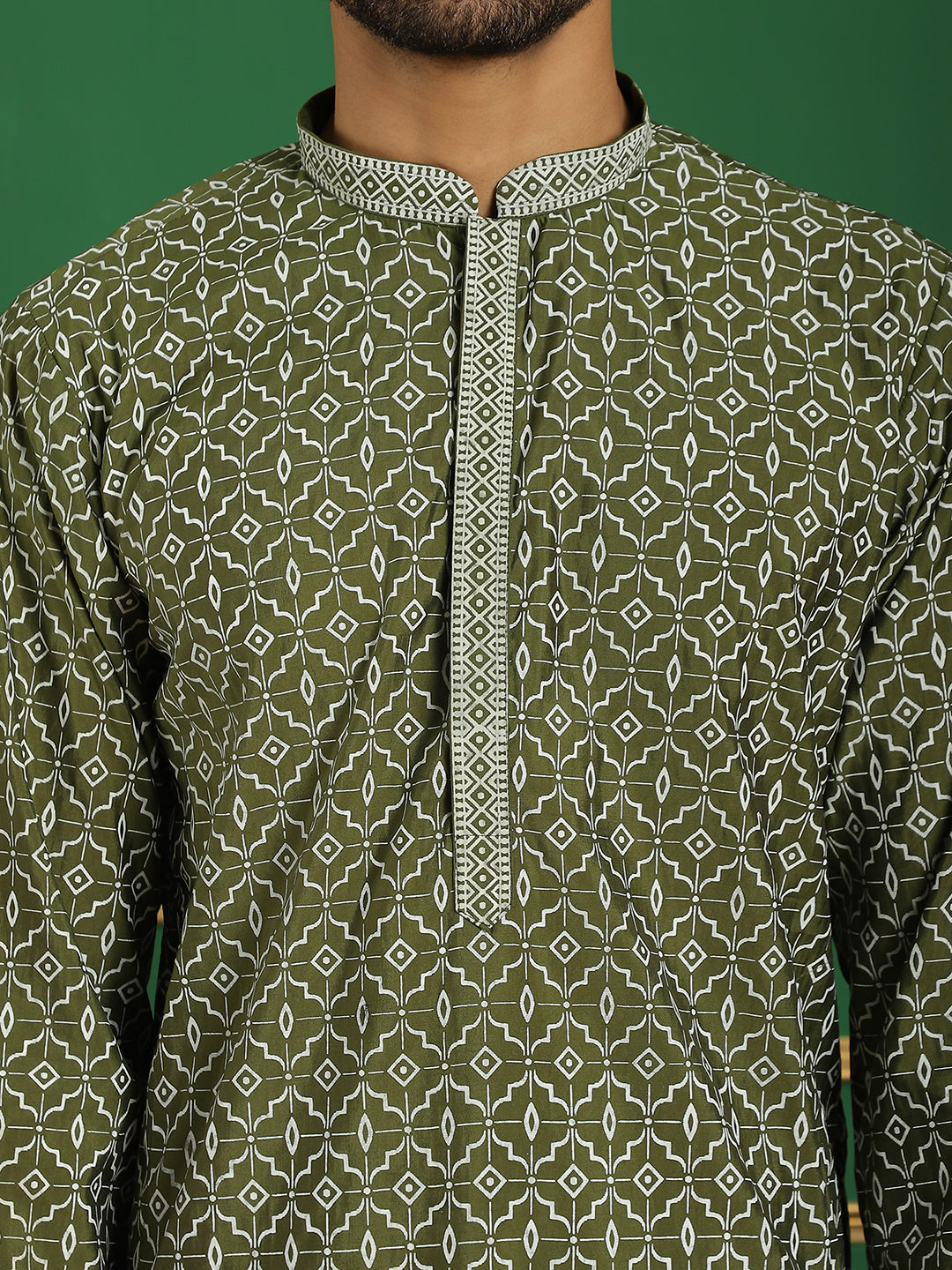 Men's Geometric Printed Kurta with Pyjama - Taantav