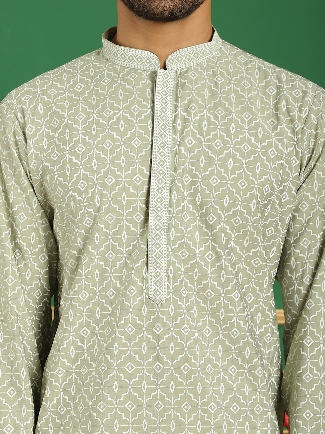 Men's Geometric Printed Kurta with Pyjama - Taantav