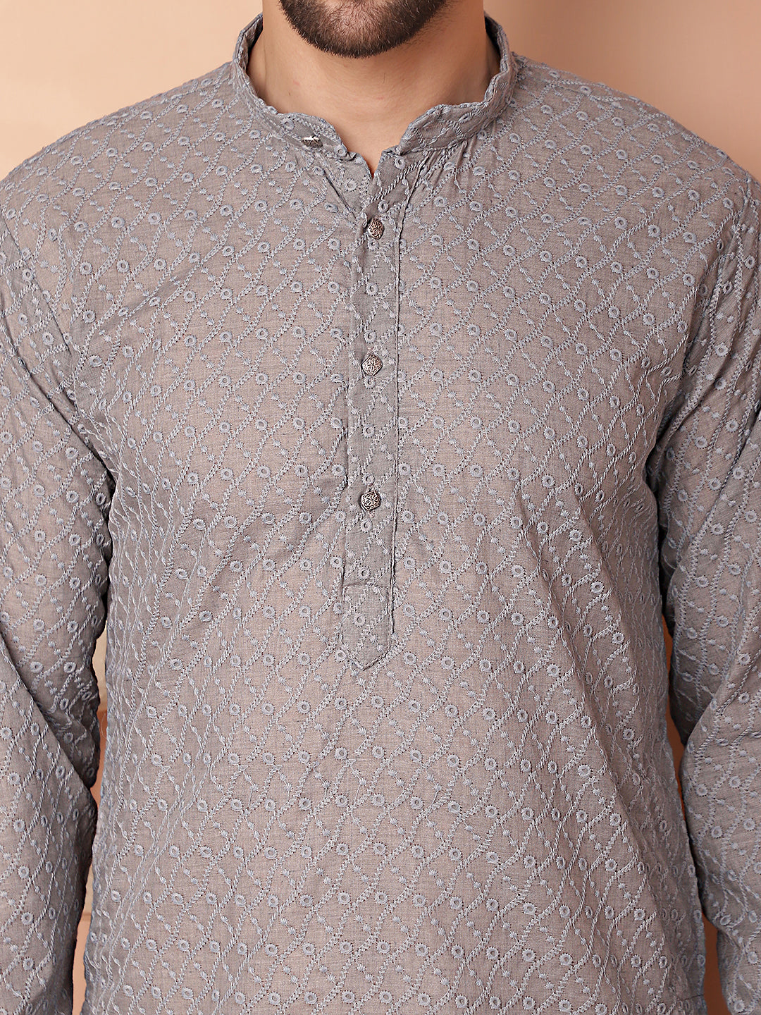 Men's Chikankari Pure Cotton Kurta with Churidar - Taantav