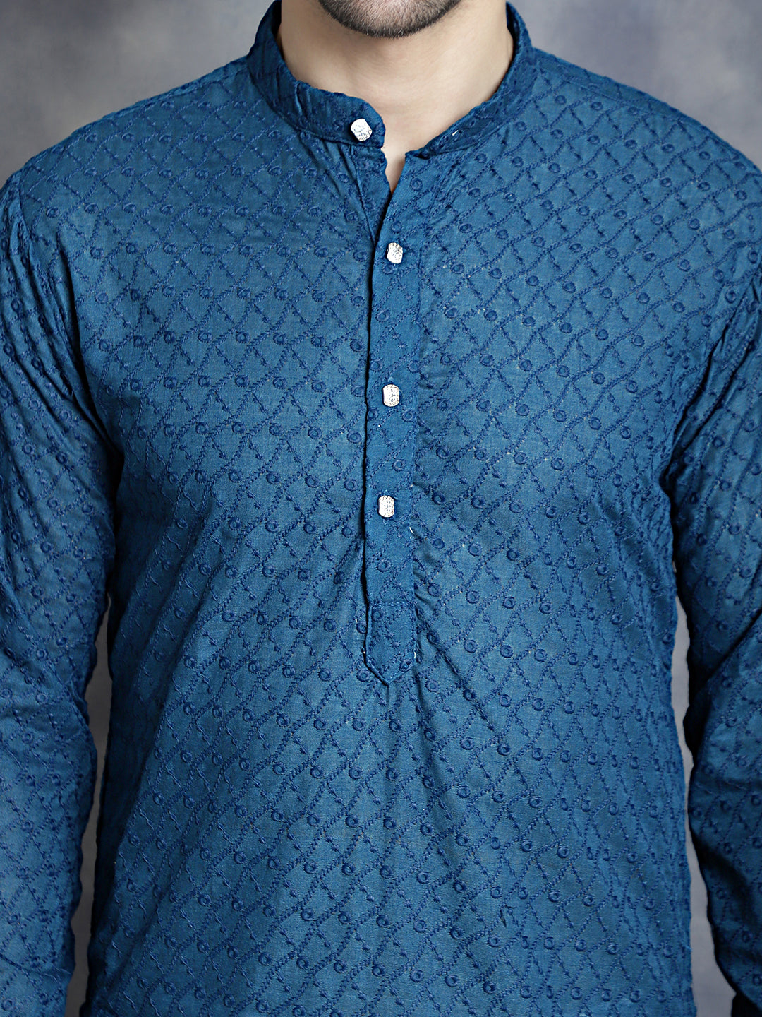 Men's Chikankari Pure Cotton Kurta with Churidar - Taantav