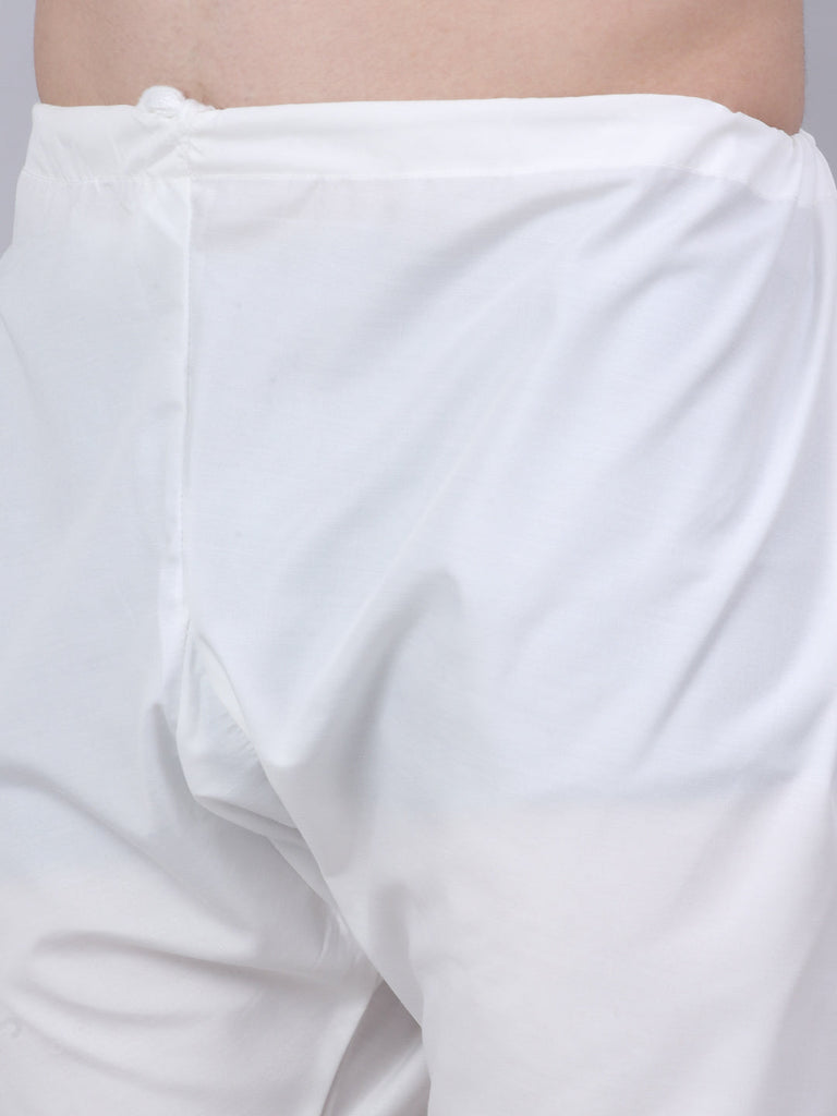 Men's Coral Red & White Embroidered Straight Kurta Pyjama Set ( Jokp 626 Coral )