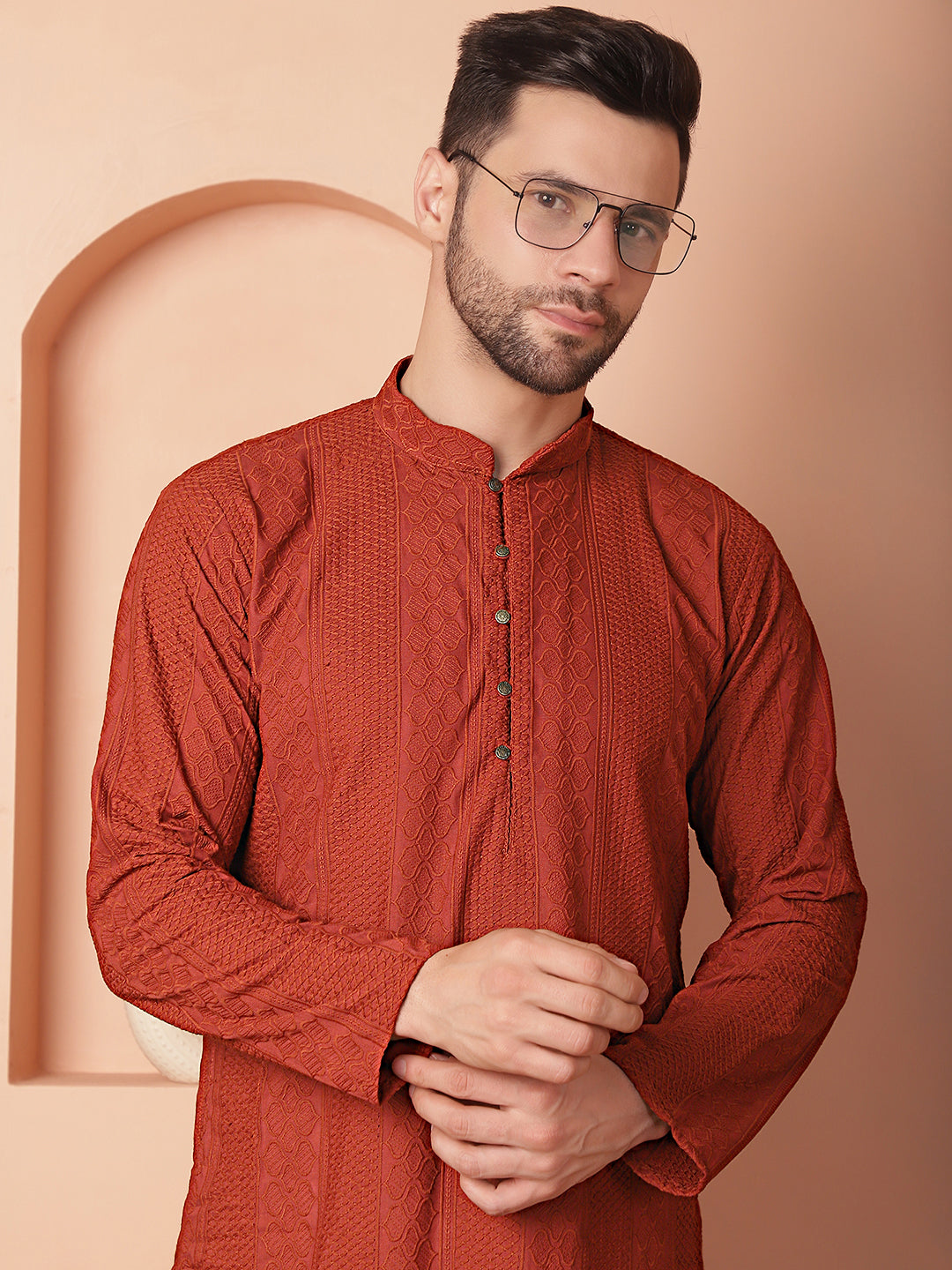 Men's Chikankari Cotton Kurta with Churidar - Taantav