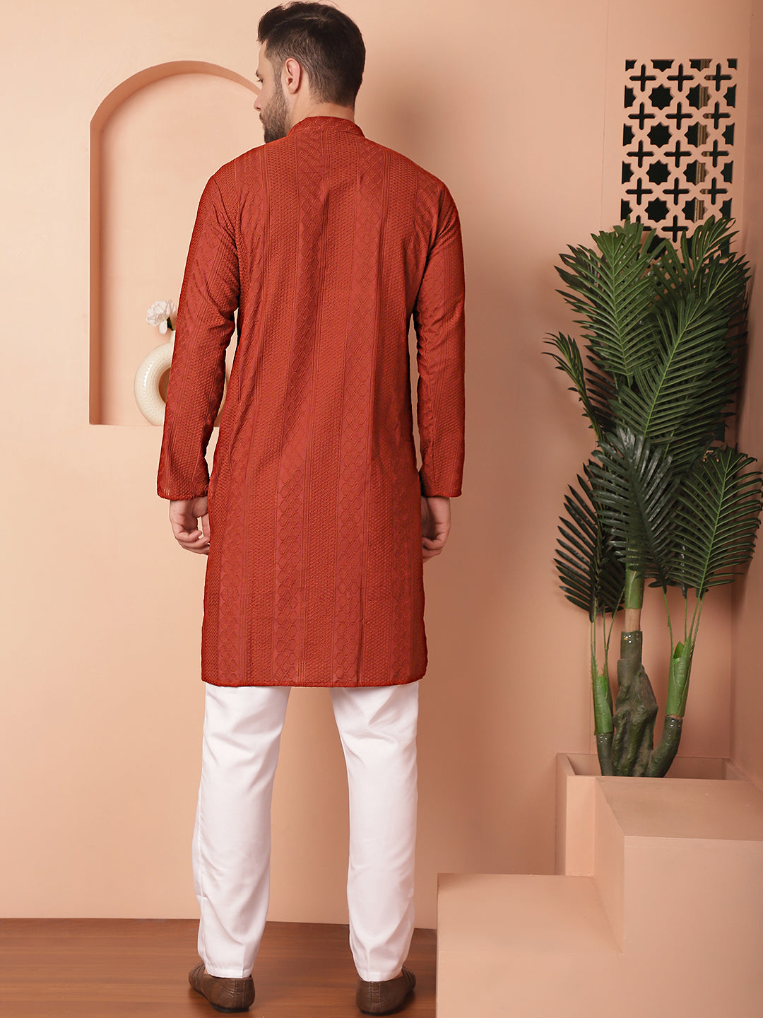 Men's Chikankari Cotton Kurta with Churidar - Taantav