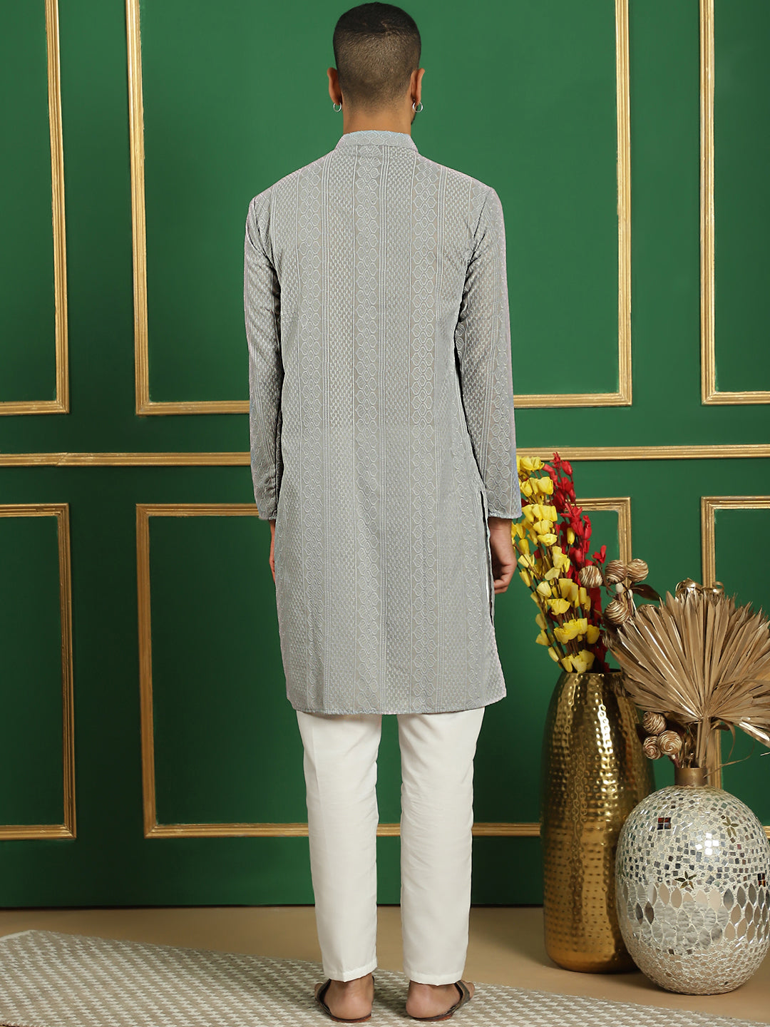 Men's Chikankari Cotton Kurta with Churidar - Taantav