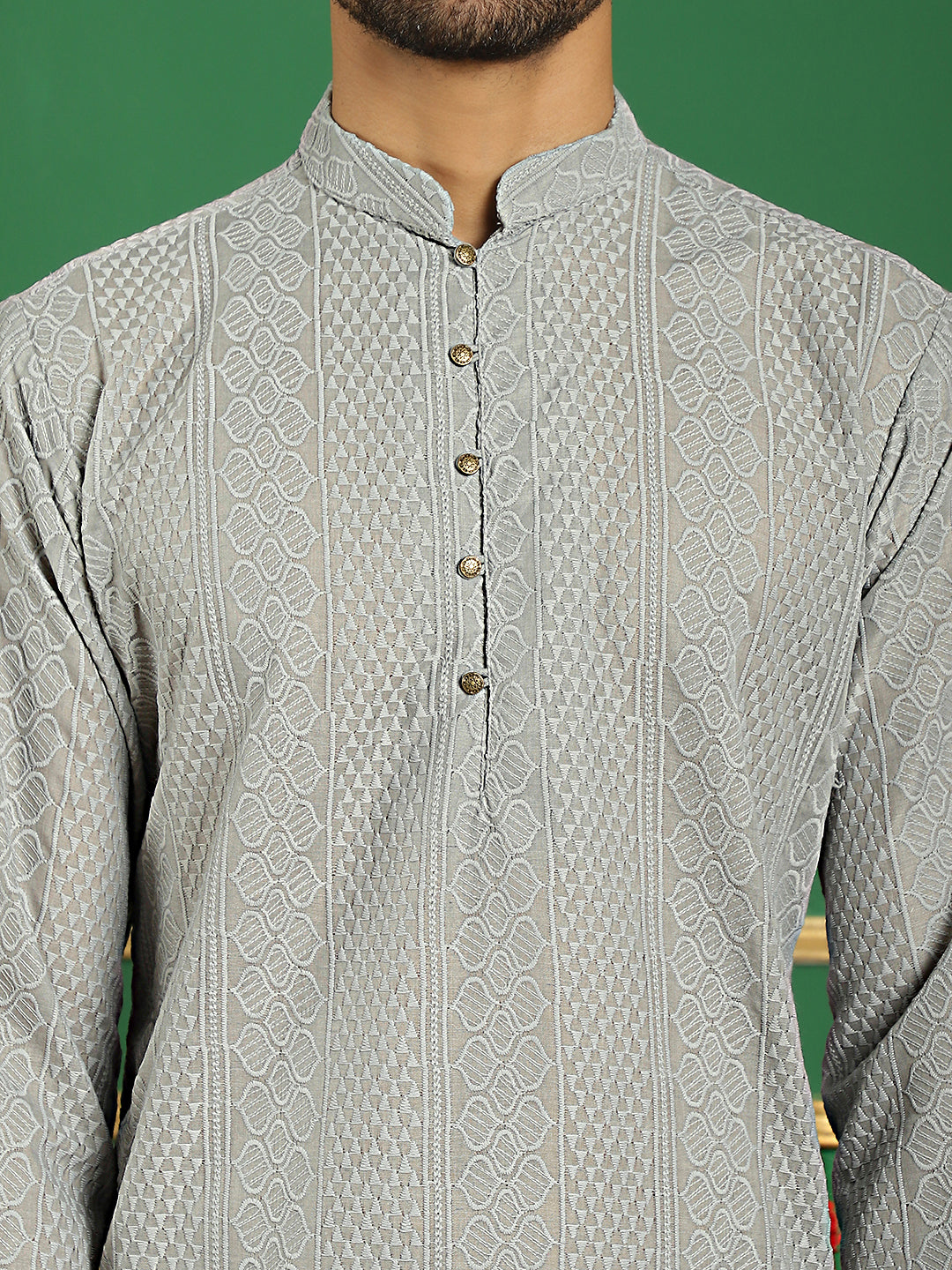 Men's Chikankari Cotton Kurta with Churidar - Taantav