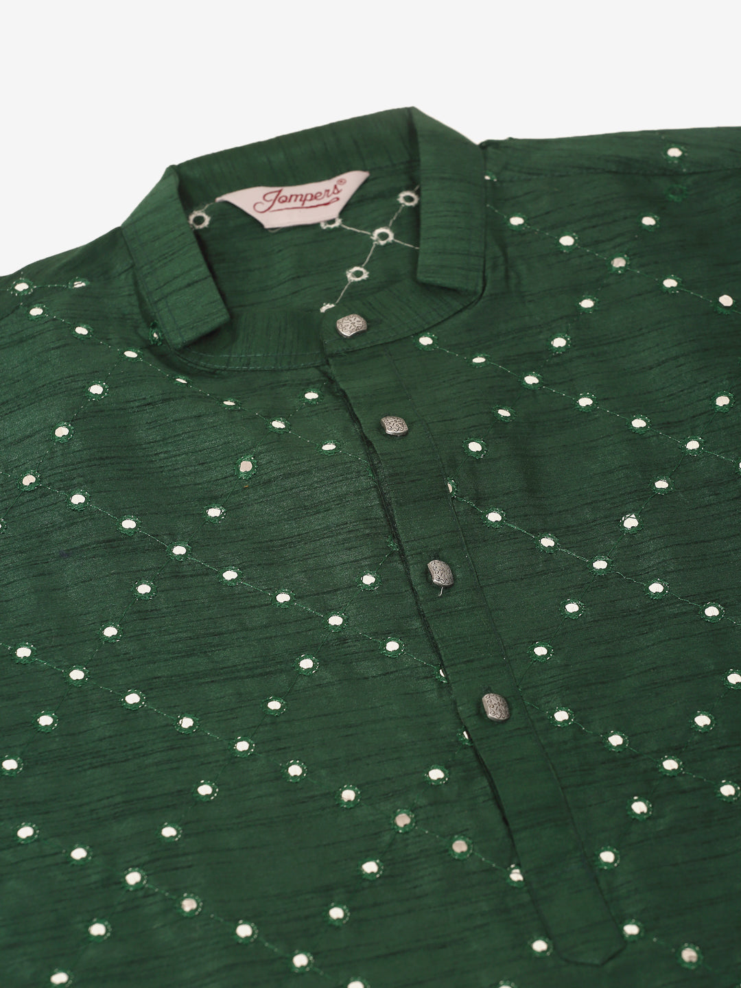 Men's Green Mirror Work Kurta Pyjama ( Jokp 659 Green ) - Final Clearance Sale