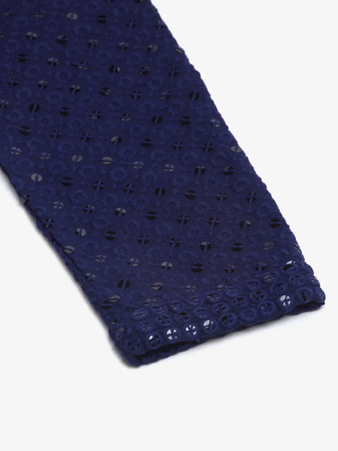 Men's Navy Blue Chikankari Embroidered and Sequence Kurta with Churidar ( JOKP 678 Navy )