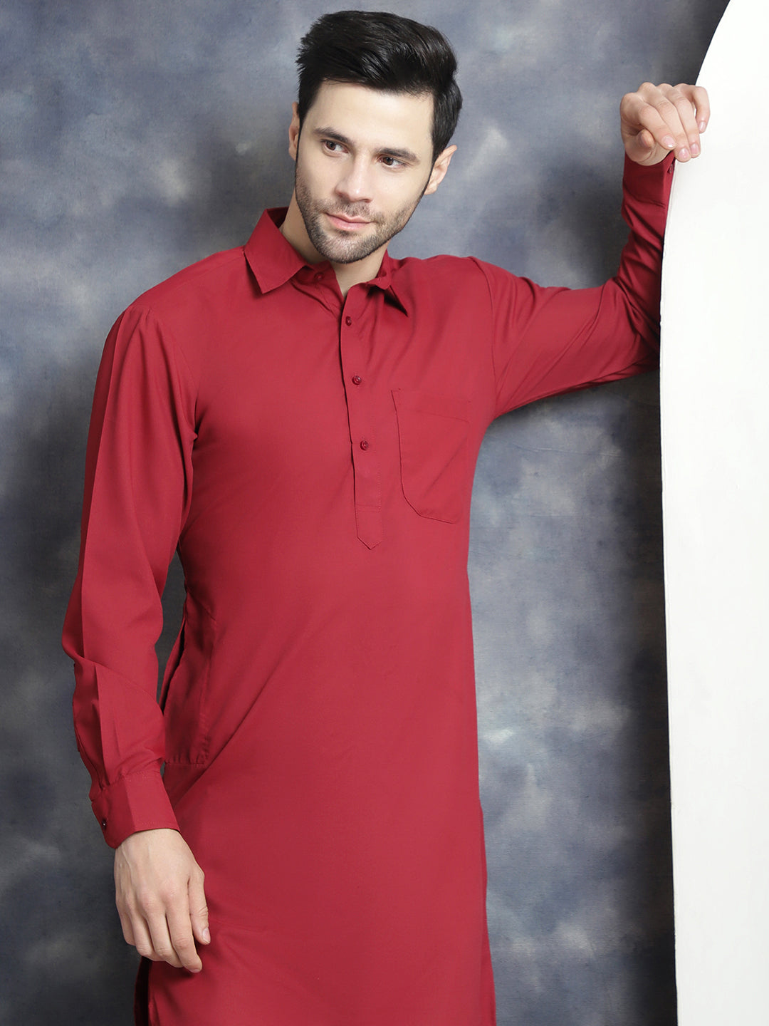 Men's Solid Pathani Kurta with Salwar - Taantav