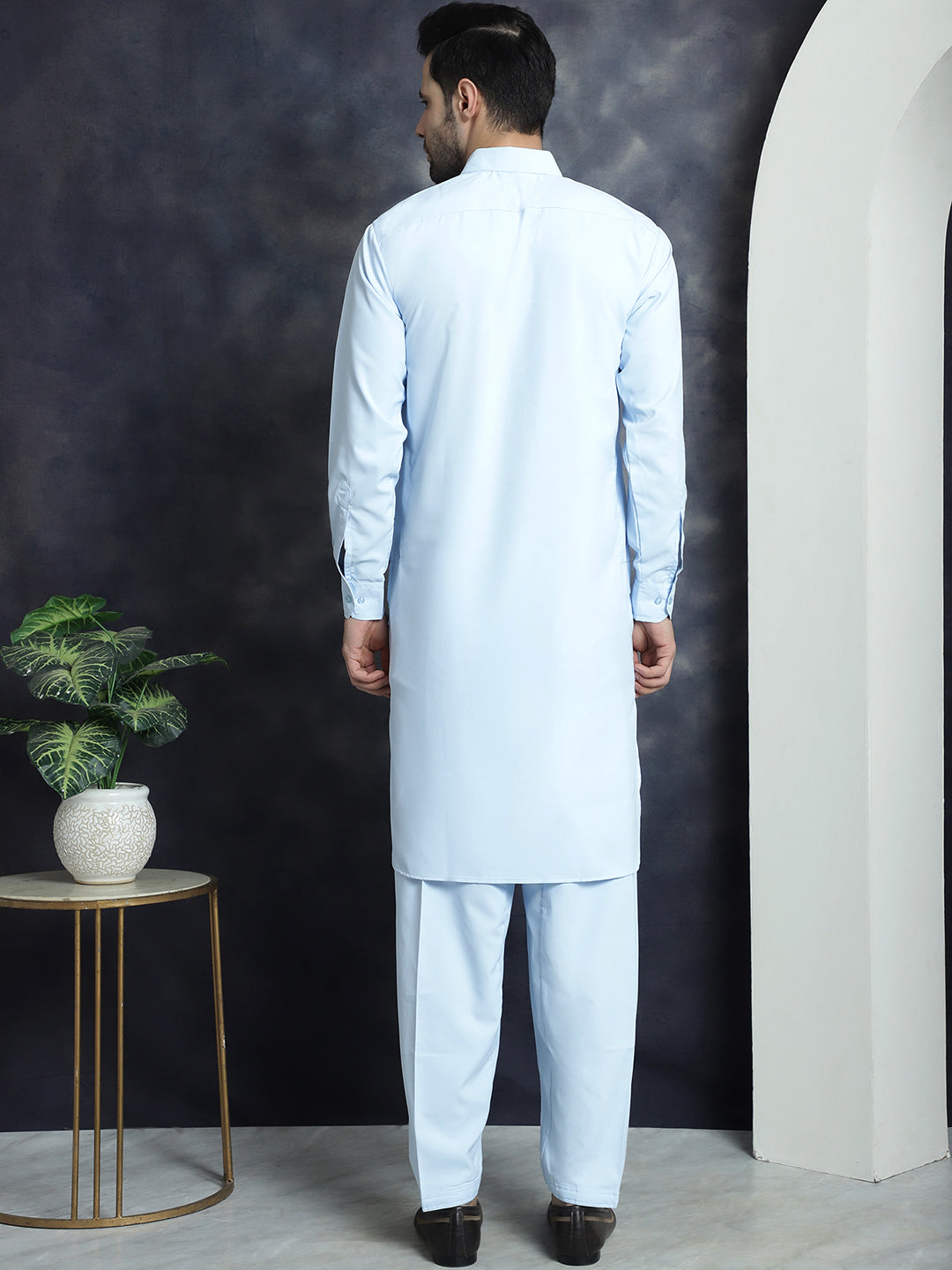 Men's Solid Pathani Kurta with Salwar - Taantav