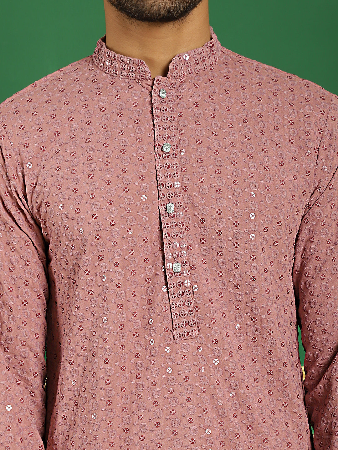 Men's Purple Embroidered and Sequence Kurta with Salwar - Taantav