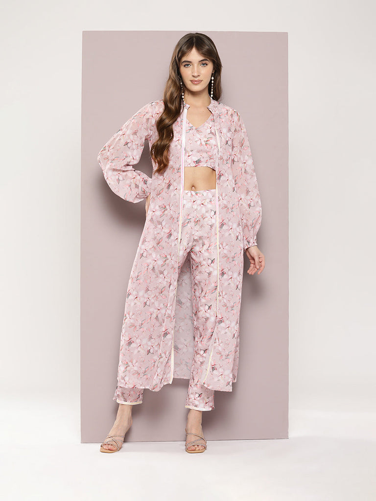 Women's Sequin Work Shrug with digital print Top and bottom