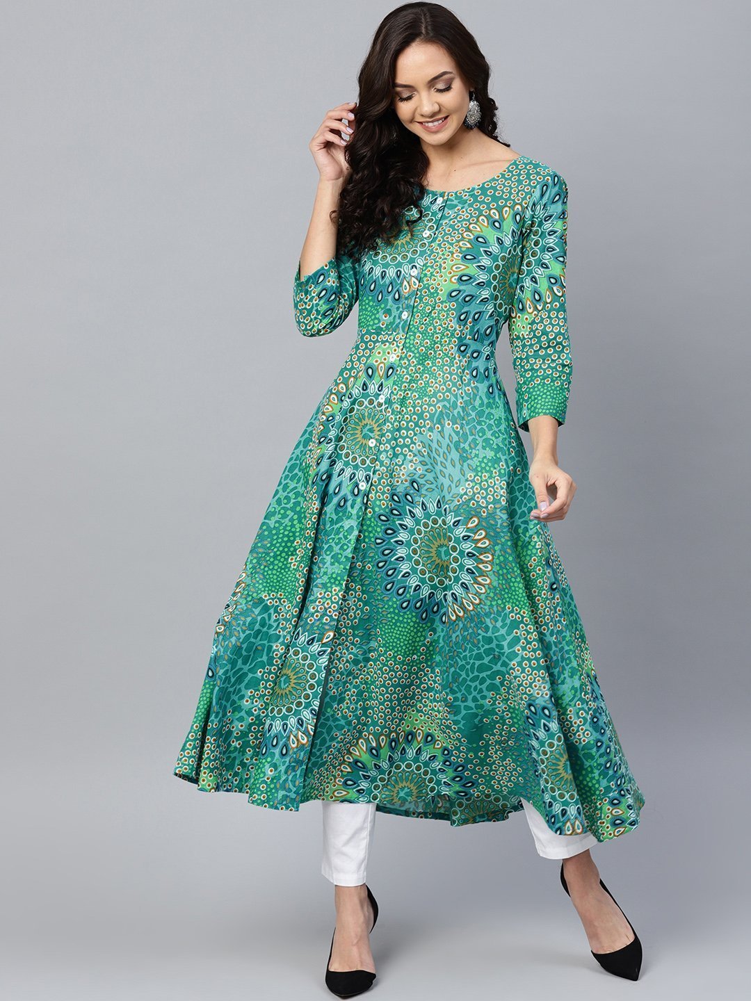 Women's Green printed kurta (Set of 1)