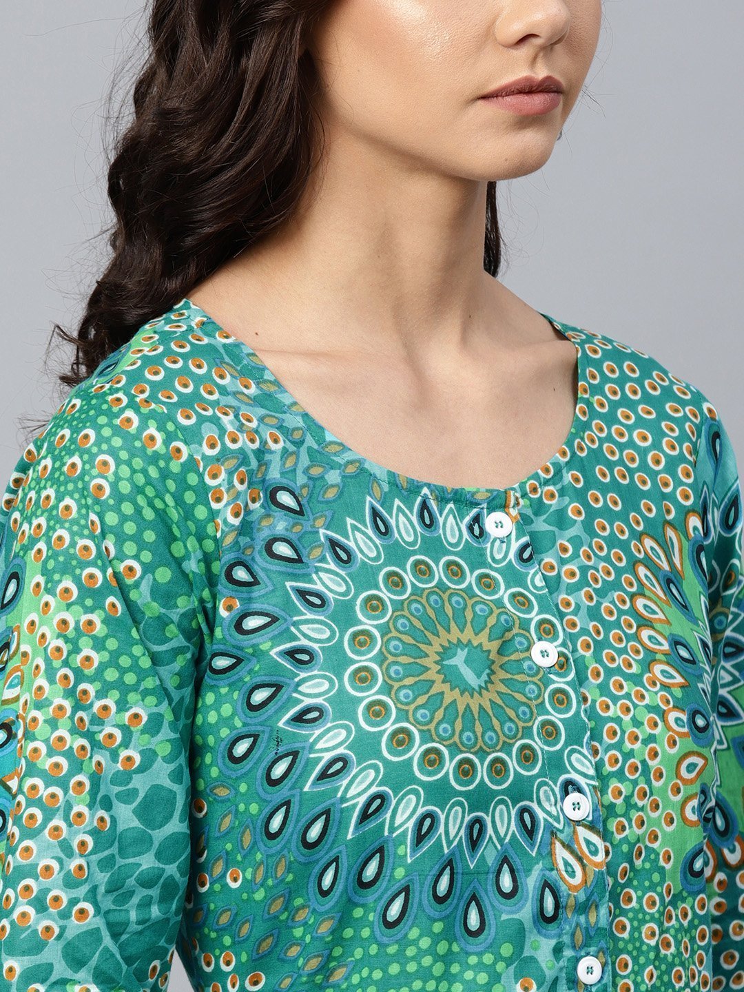 Women's Green printed kurta (Set of 1)