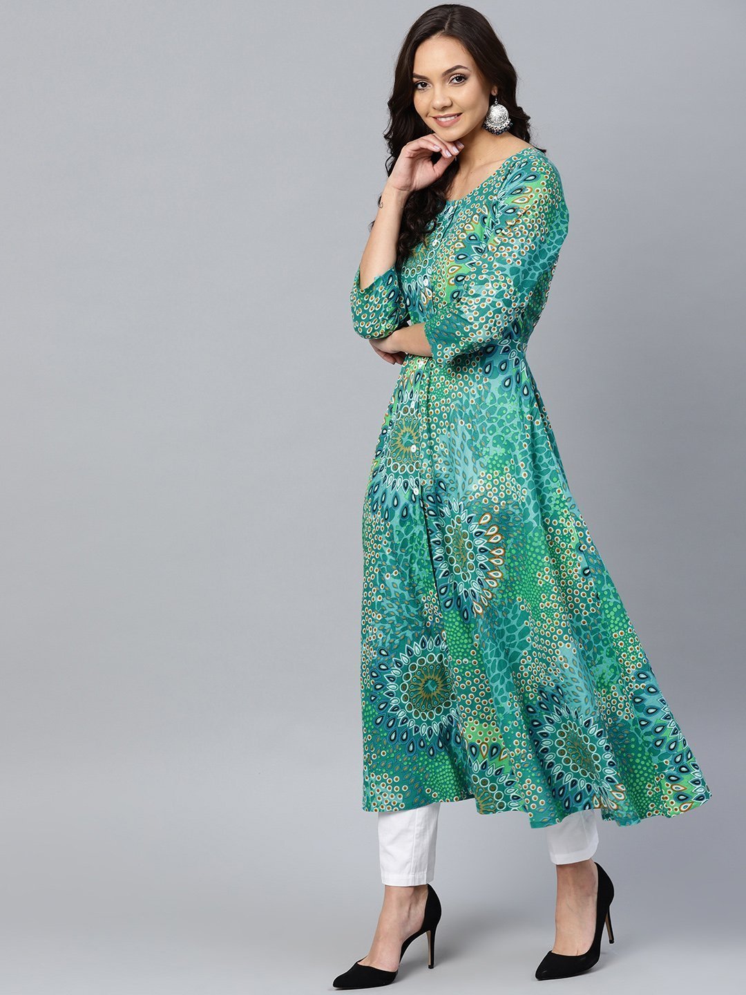 Women's Green printed kurta (Set of 1)