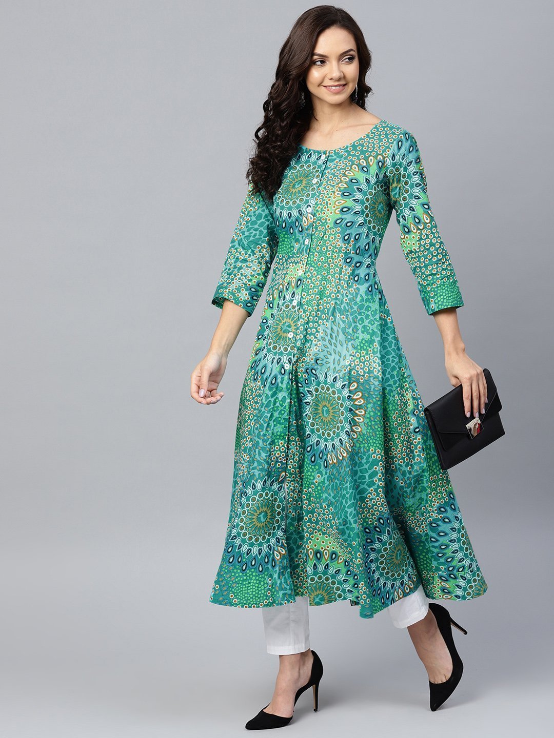 Women's Green printed kurta (Set of 1)