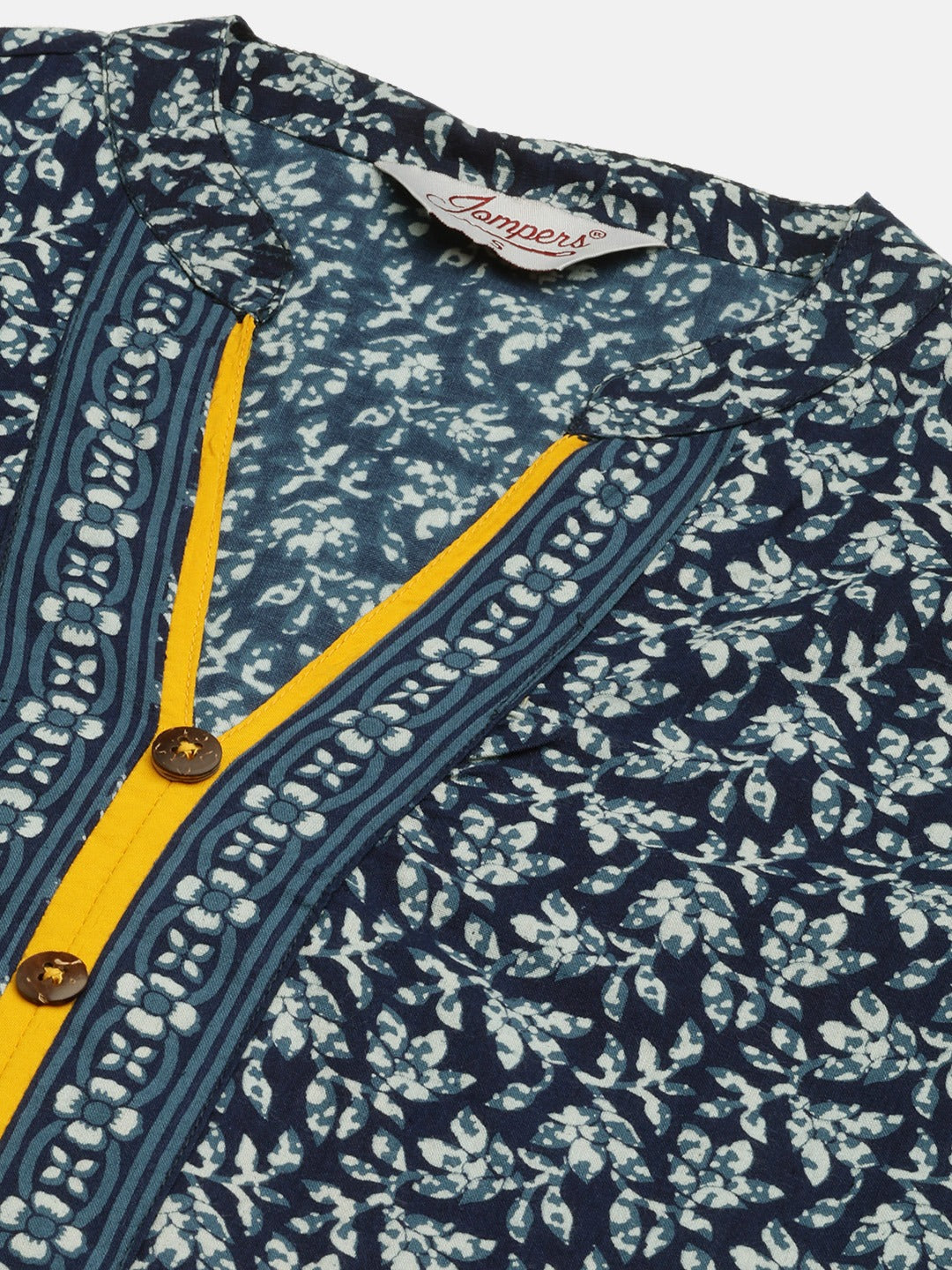 Women's Indigo Blue Printed Straight Pure Cotton Kurta ( JOK 1419 Indigo )