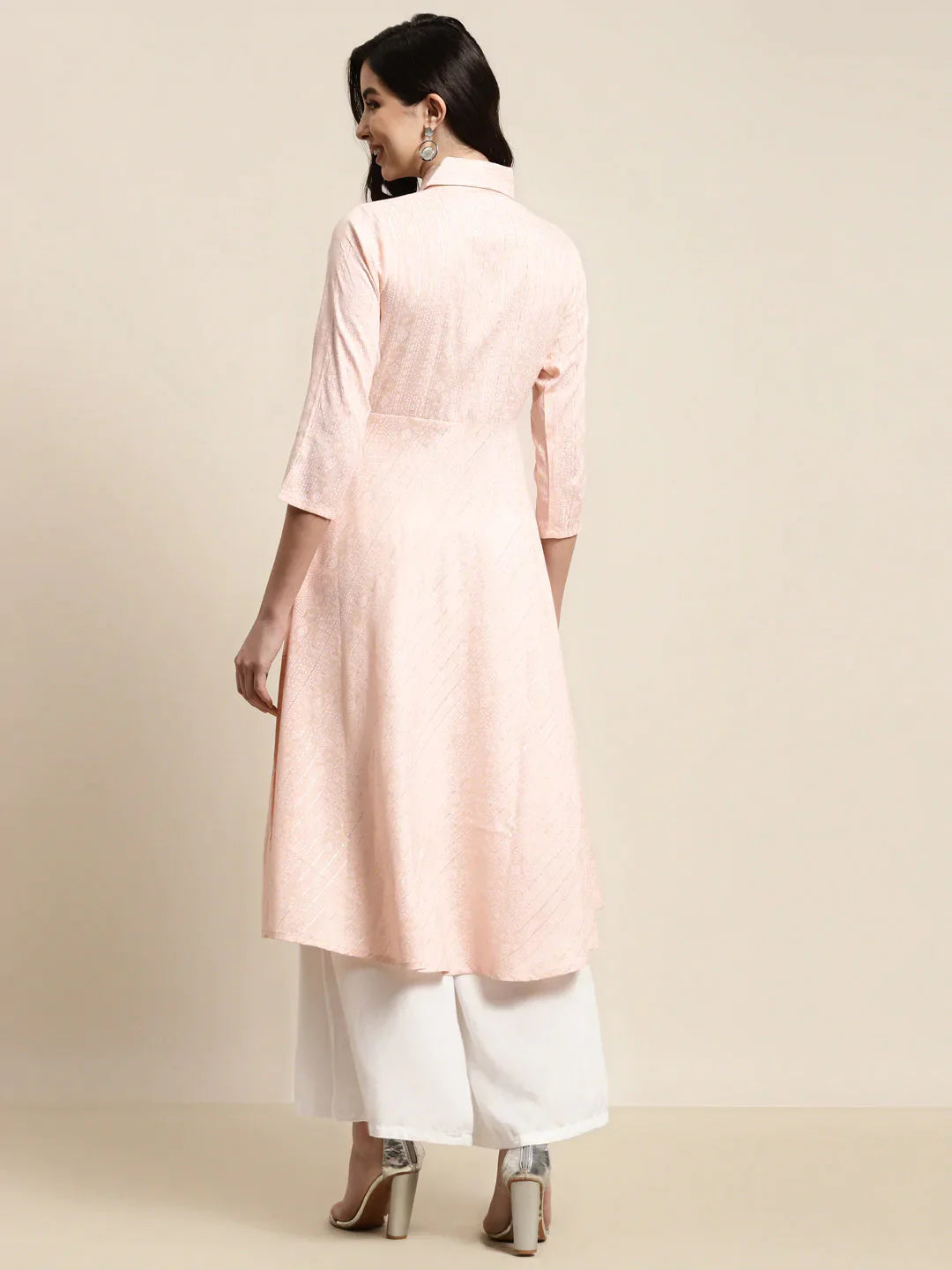 Women's Shirt Collar Flared Kurta - Taantav