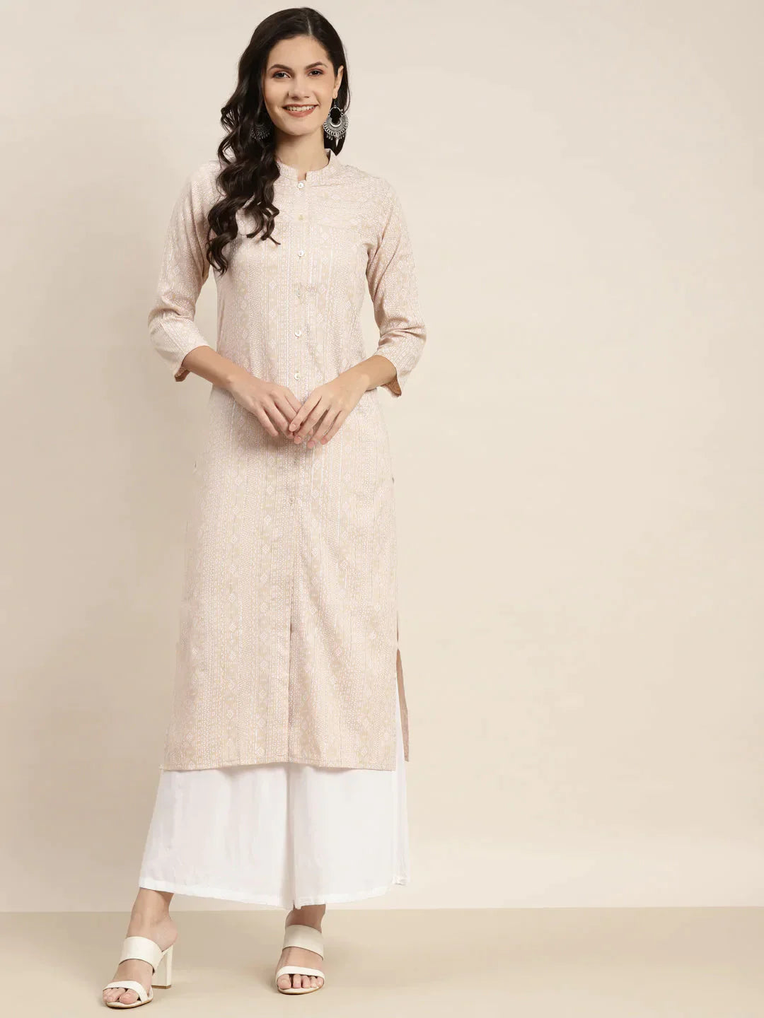 Women's Ethnic Motifs Printed Lurex Kurta - Taantav