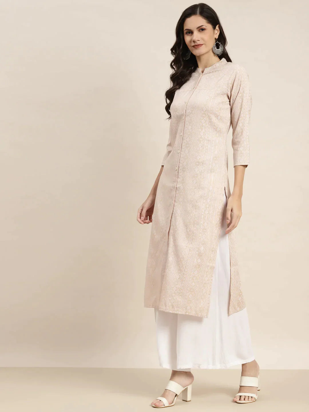 Women's Ethnic Motifs Printed Lurex Kurta - Taantav