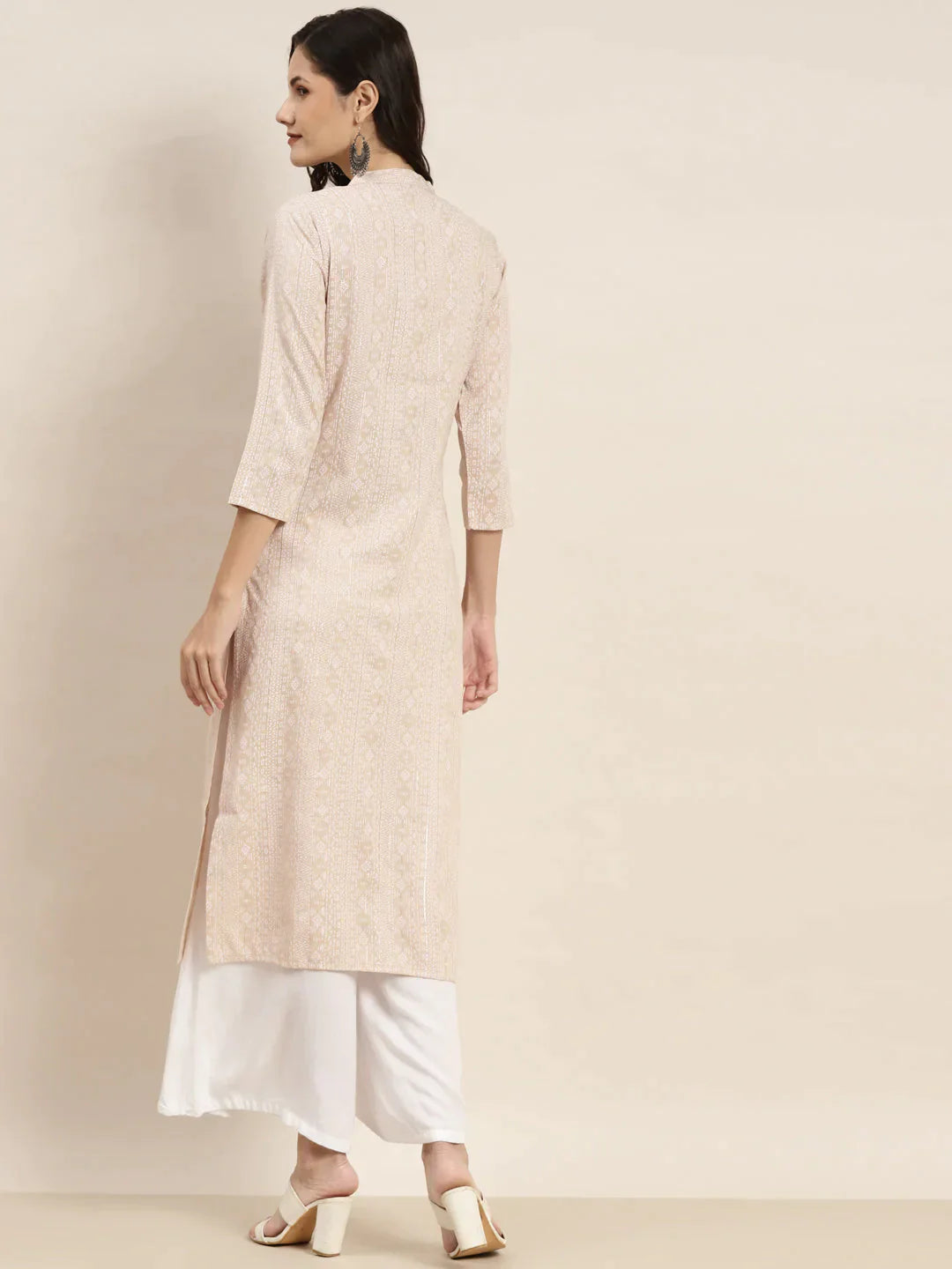 Women's Ethnic Motifs Printed Lurex Kurta - Taantav