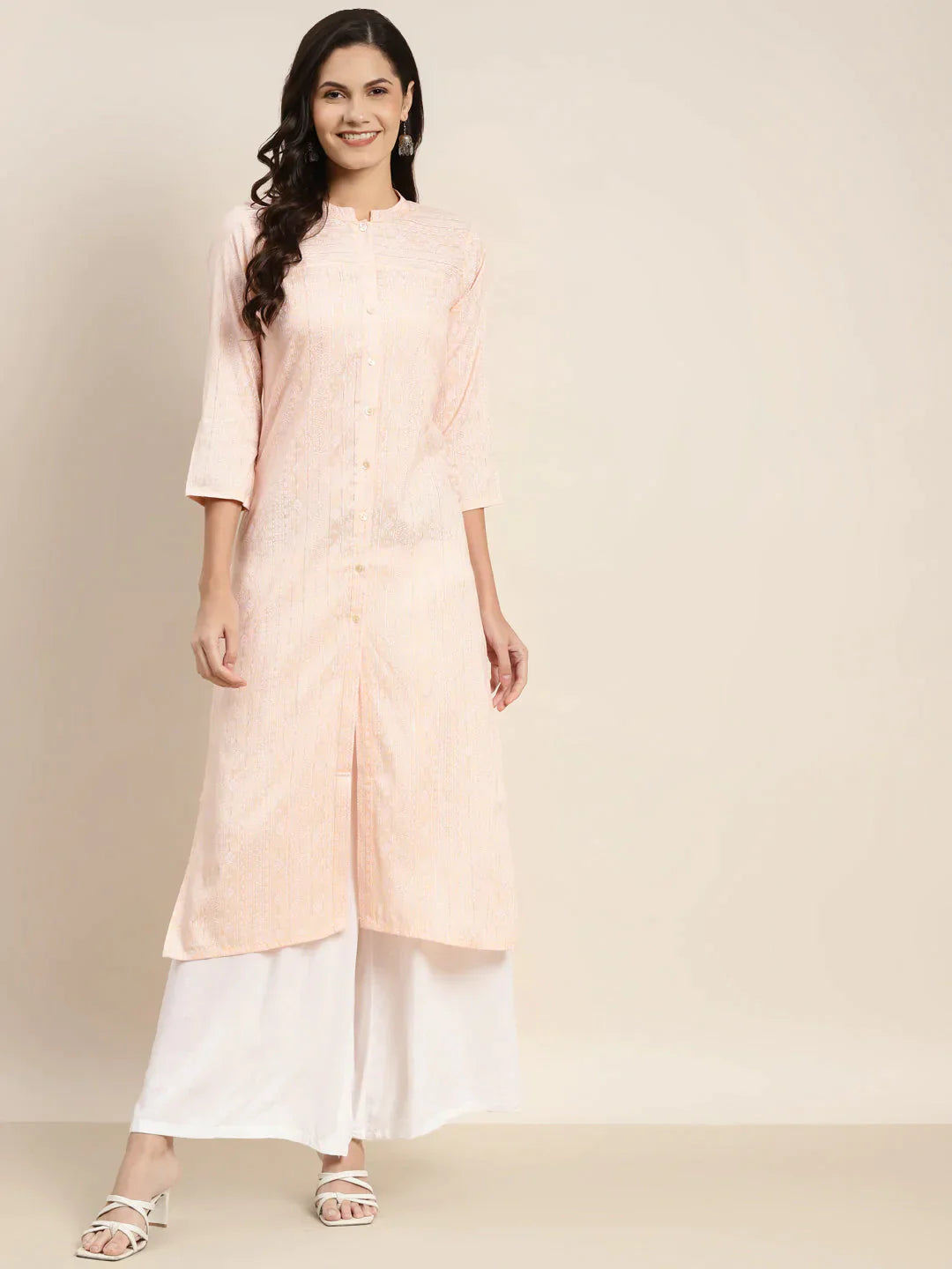 Women's Ethnic Motifs Printed Lurex Kurta - Taantav