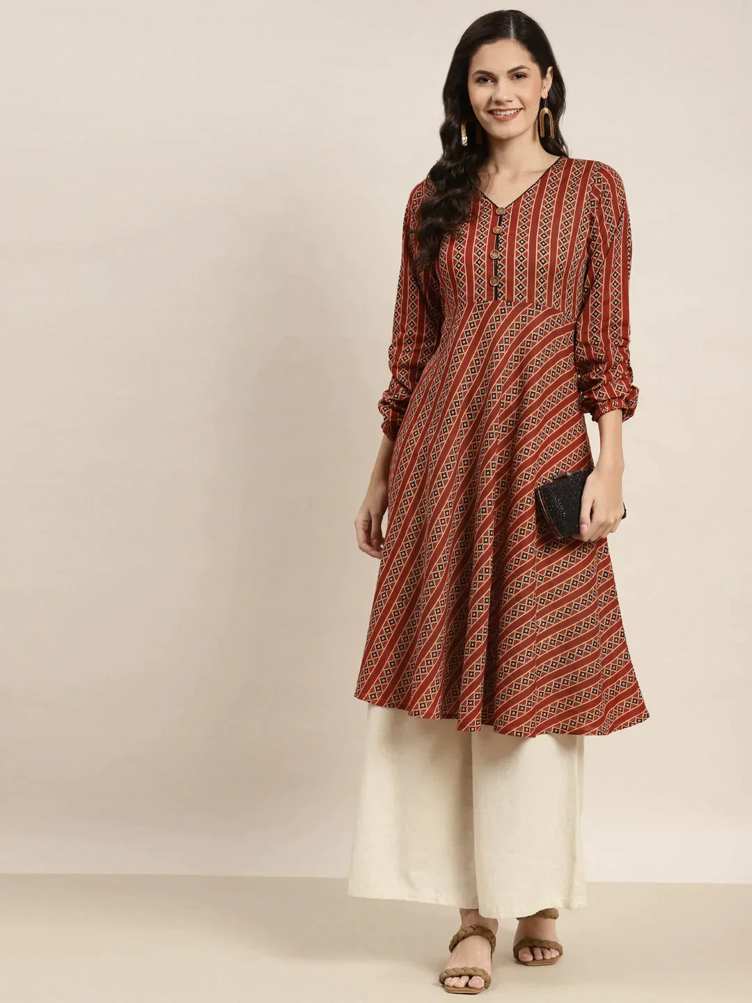 Women's Printed Anarkali Kurta - Taantav