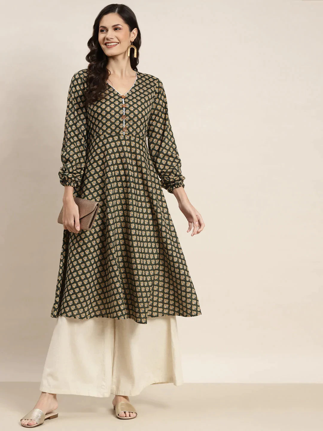 Women's Printed Anarkali Kurta - Taantav