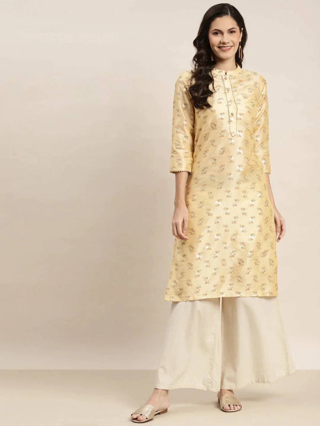 Women's Printed Gotta Patti Kurta - Taantav