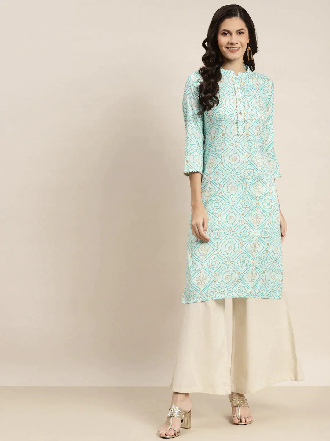 Women's Printed Gotta Patti Kurta - Taantav