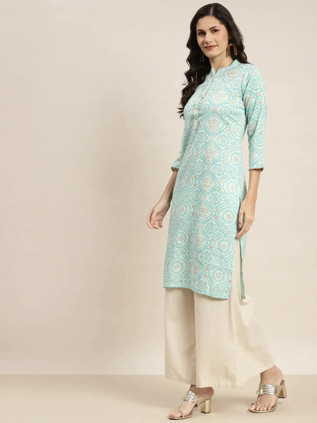 Women's Printed Gotta Patti Kurta - Taantav