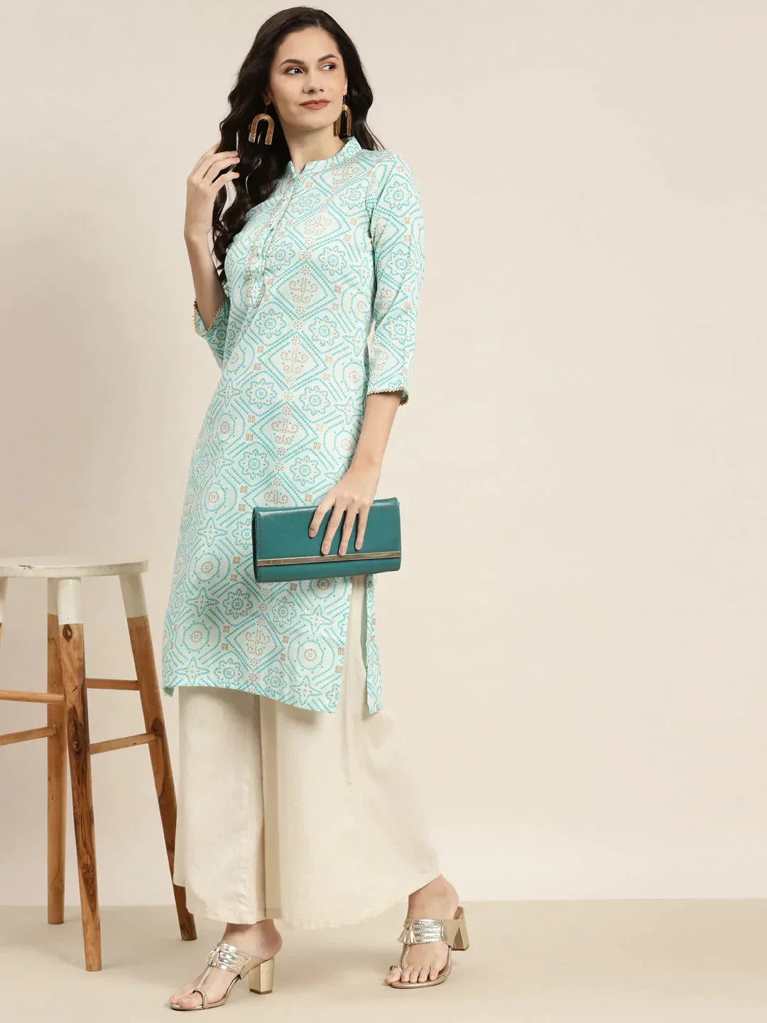 Women's Printed Gotta Patti Kurta - Taantav