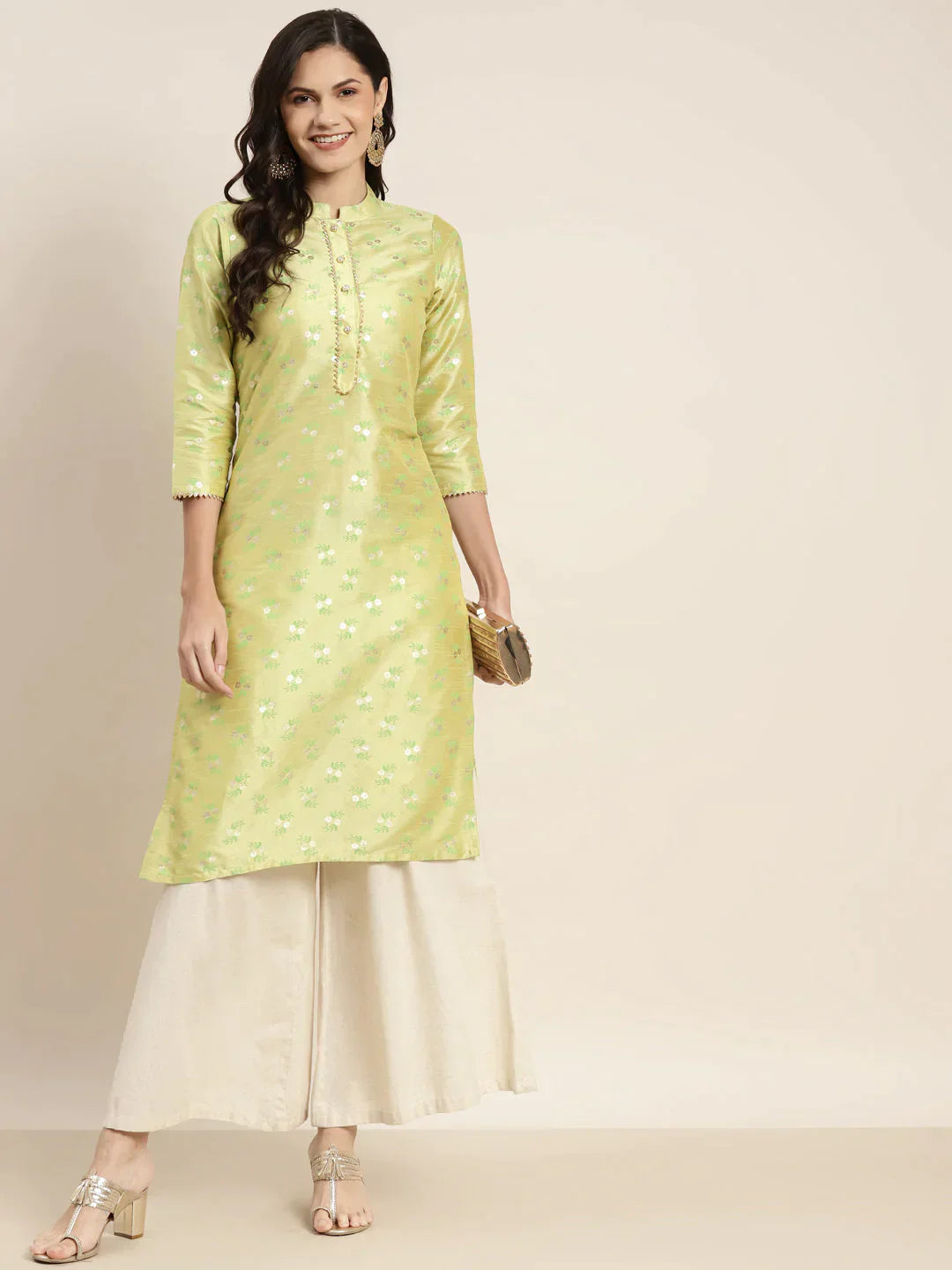 Women's Printed Gotta Patti Kurta - Taantav