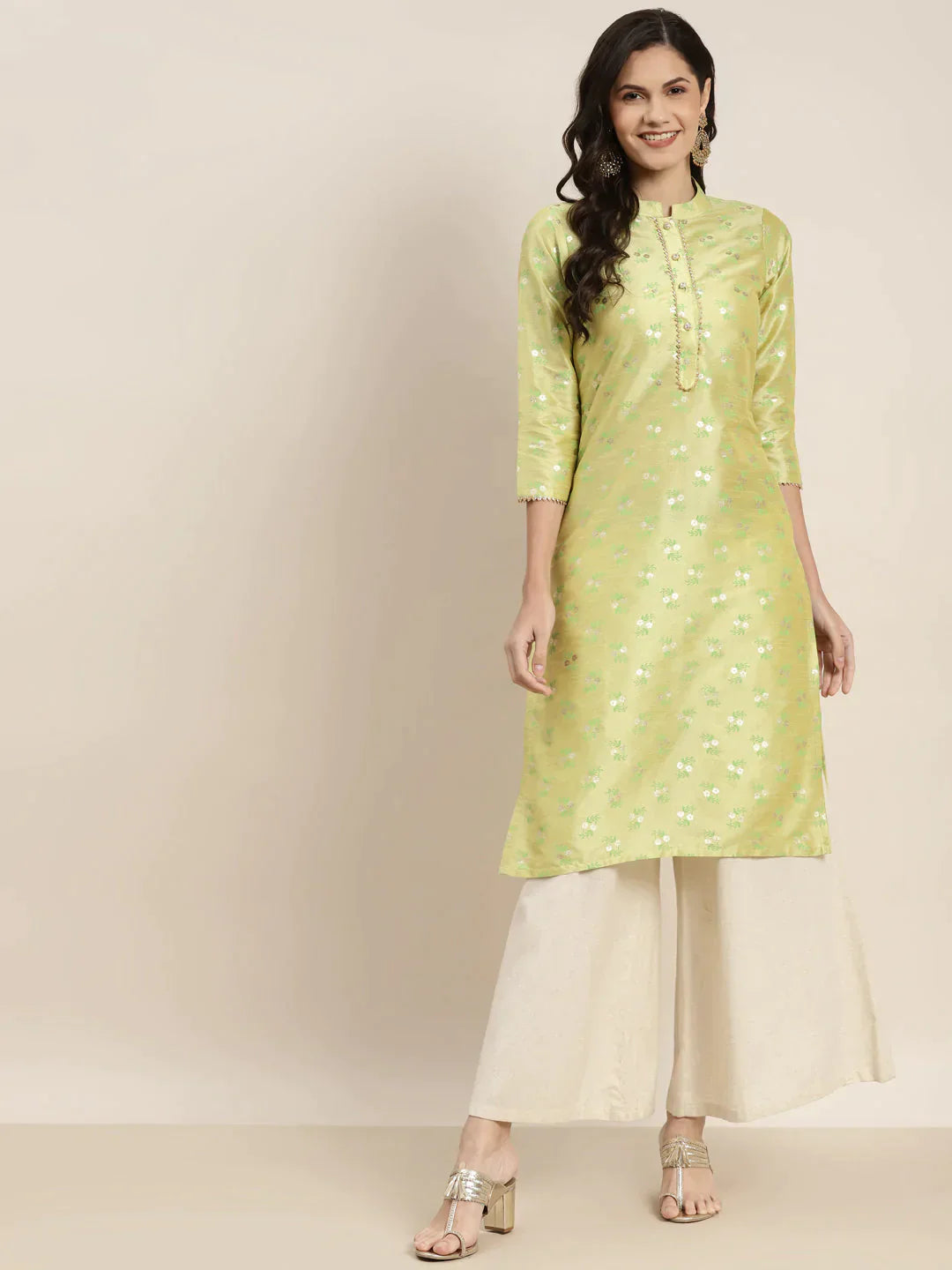 Women's Printed Gotta Patti Kurta - Taantav