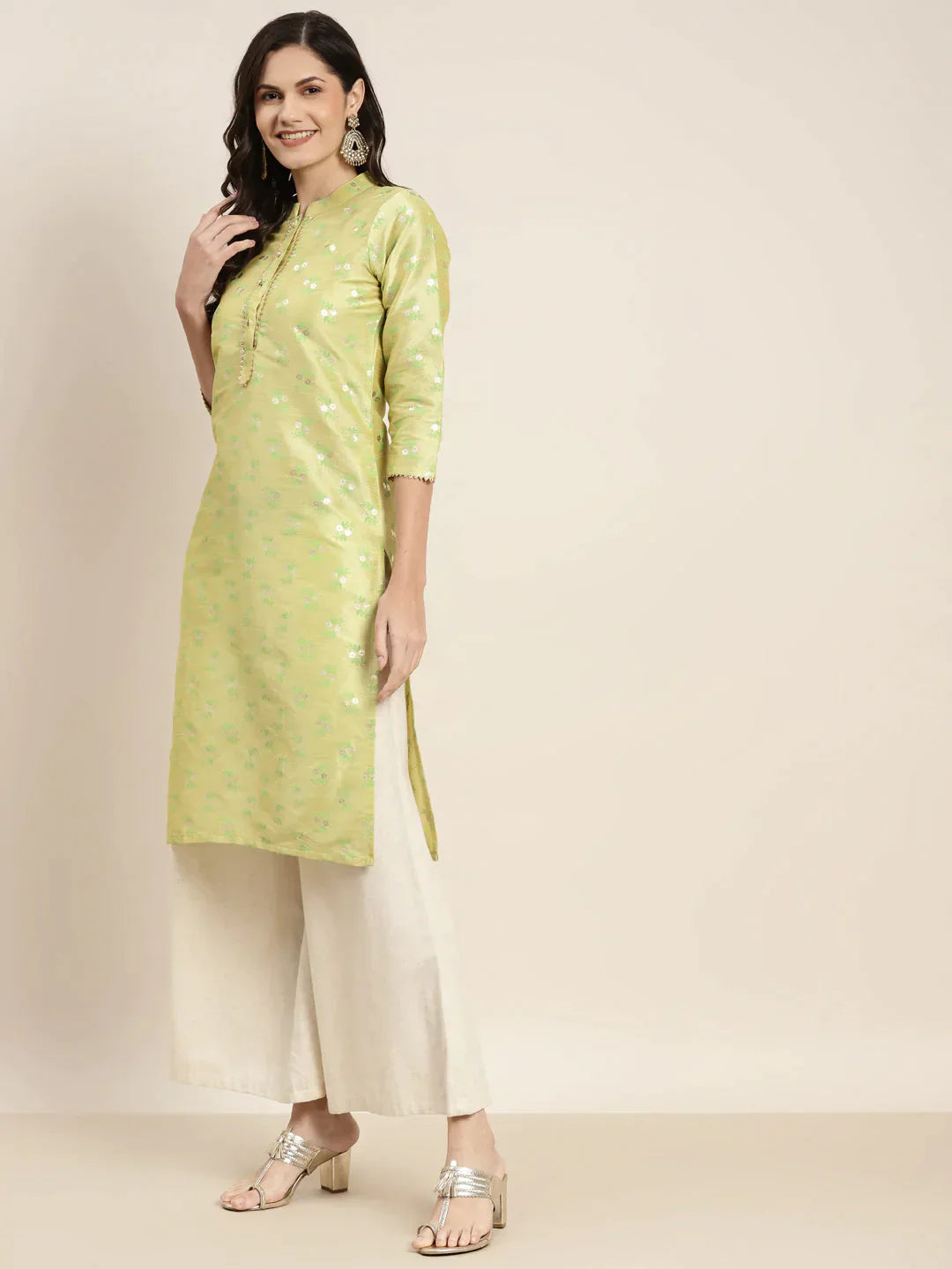 Women's Printed Gotta Patti Kurta - Taantav