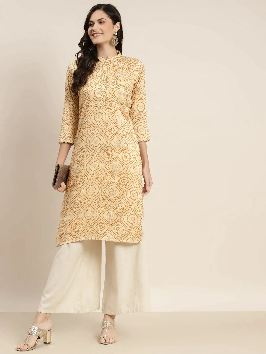 Women's Printed Gotta Patti Kurta - Taantav